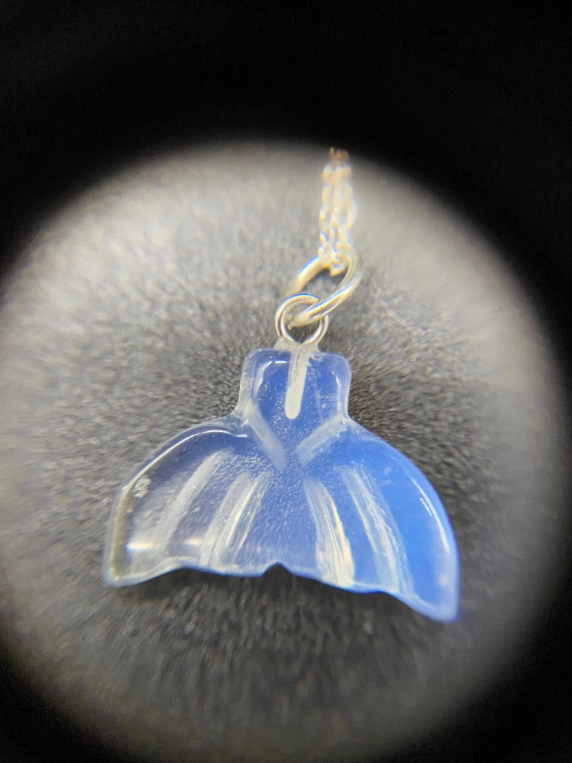 Opalite Whale Tail Pendant Sterling Silver Necklace | Crystal Jewellery