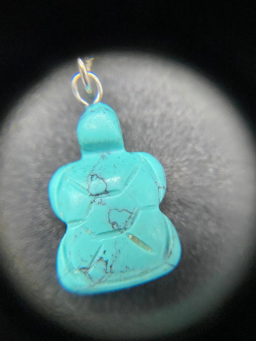 Turquoise Howlite Turtle Sterling Silver Necklace