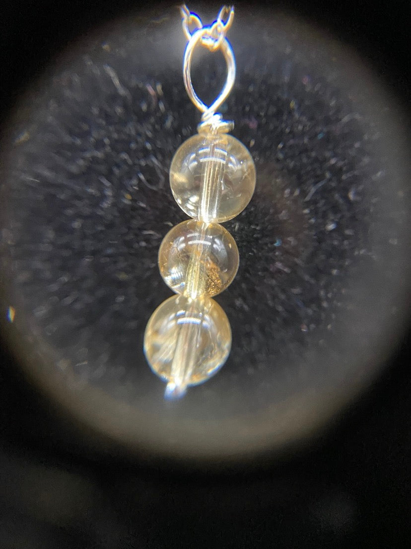 6mm Citrine Round Bead Sterling Silver Necklace