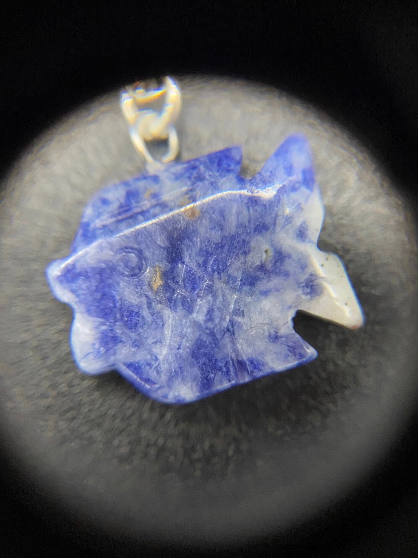 Sodalite Fish Sterling Silver Necklace