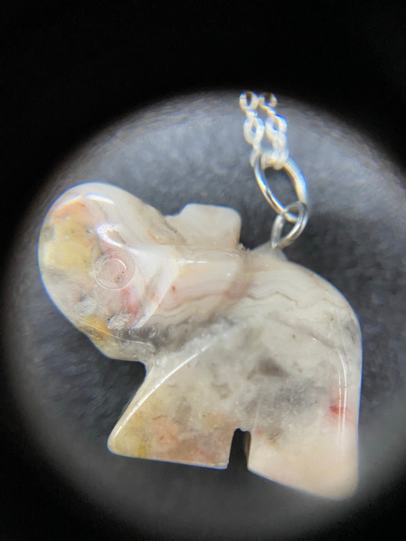 Ocean Jasper Elephant Sterling Silver Necklace