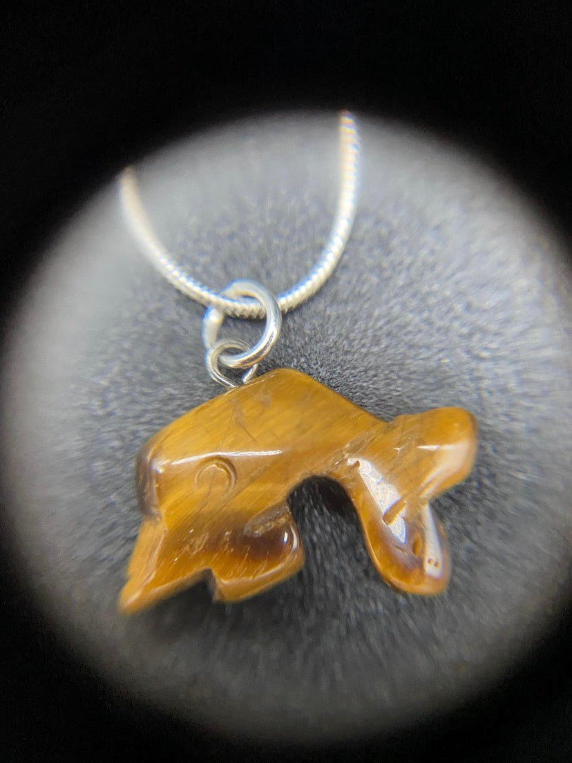 Tiger's Eye Dolphin Sterling Silver Necklace