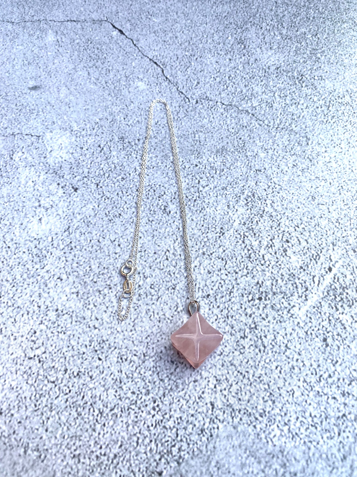 Rose Quartz Merkaba Pendant Sterling Silver Necklace