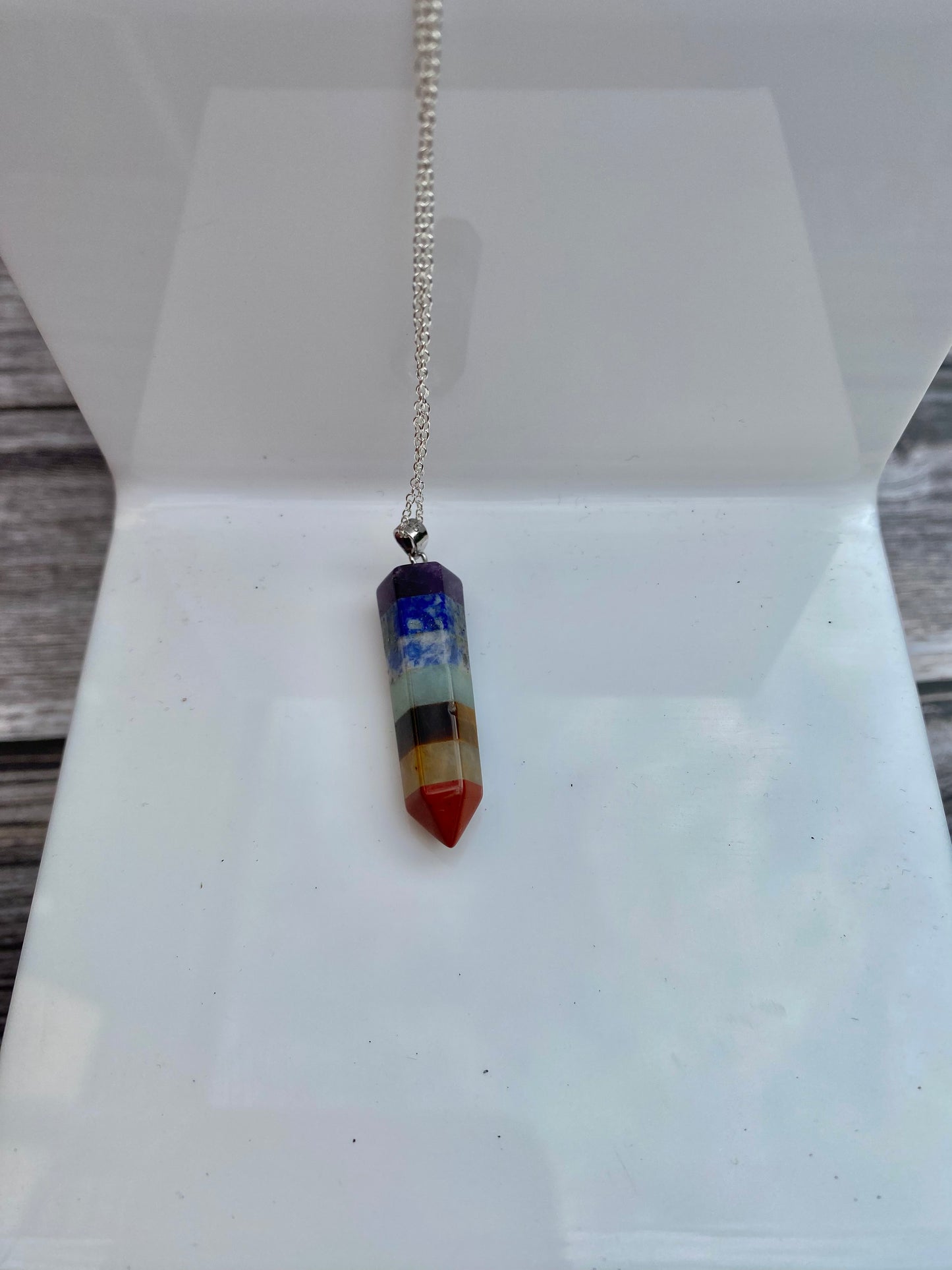 Chakra gemstone point sterling silver necklace