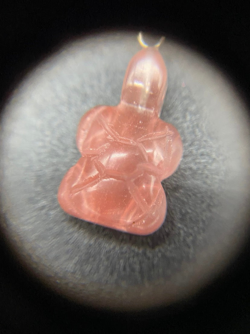 Strawberry Quartz Turtle Sterling Silver Necklace