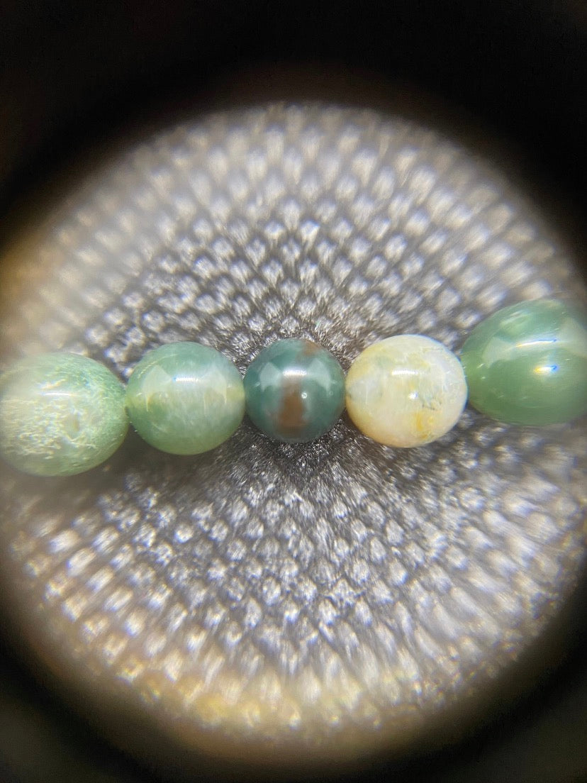Green Picasso Jasper Beaded Drop Sterling Silver Necklace