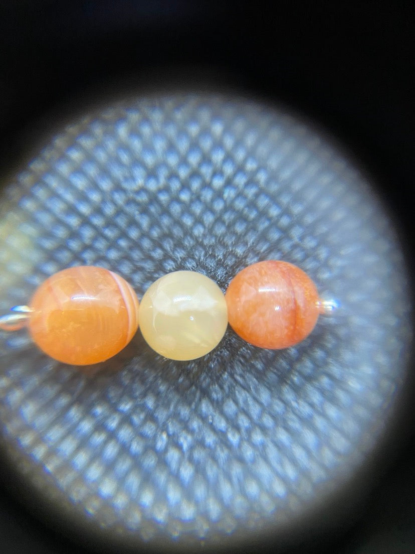 Triple Carnelian Bead Drop Sterling Silver Necklace