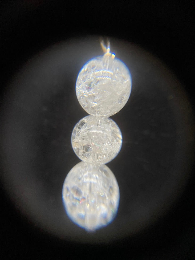 Triple Crackle Quartz Drop Sterling Silver Necklace