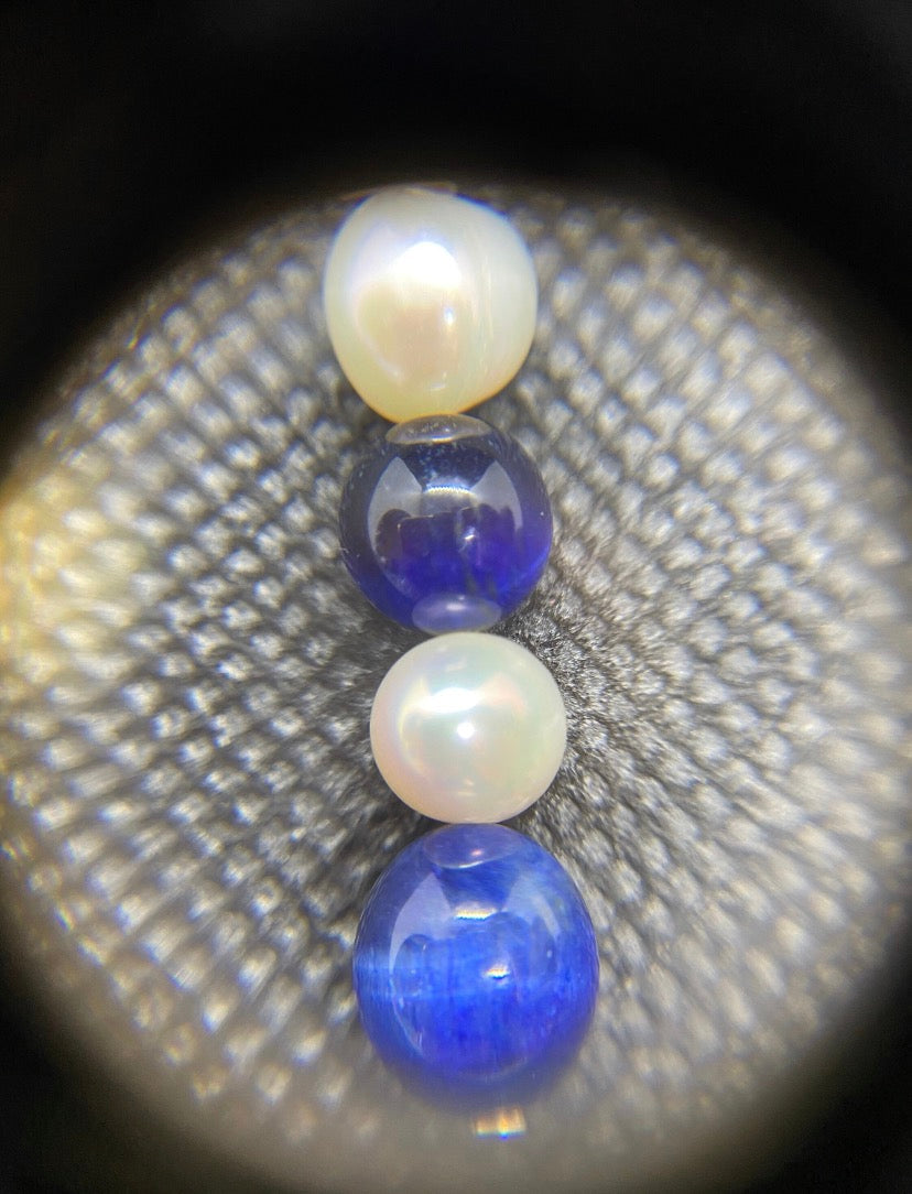 Blue Tiger’s Eye & Freshwater Pearl Drop Sterling Silver Necklace
