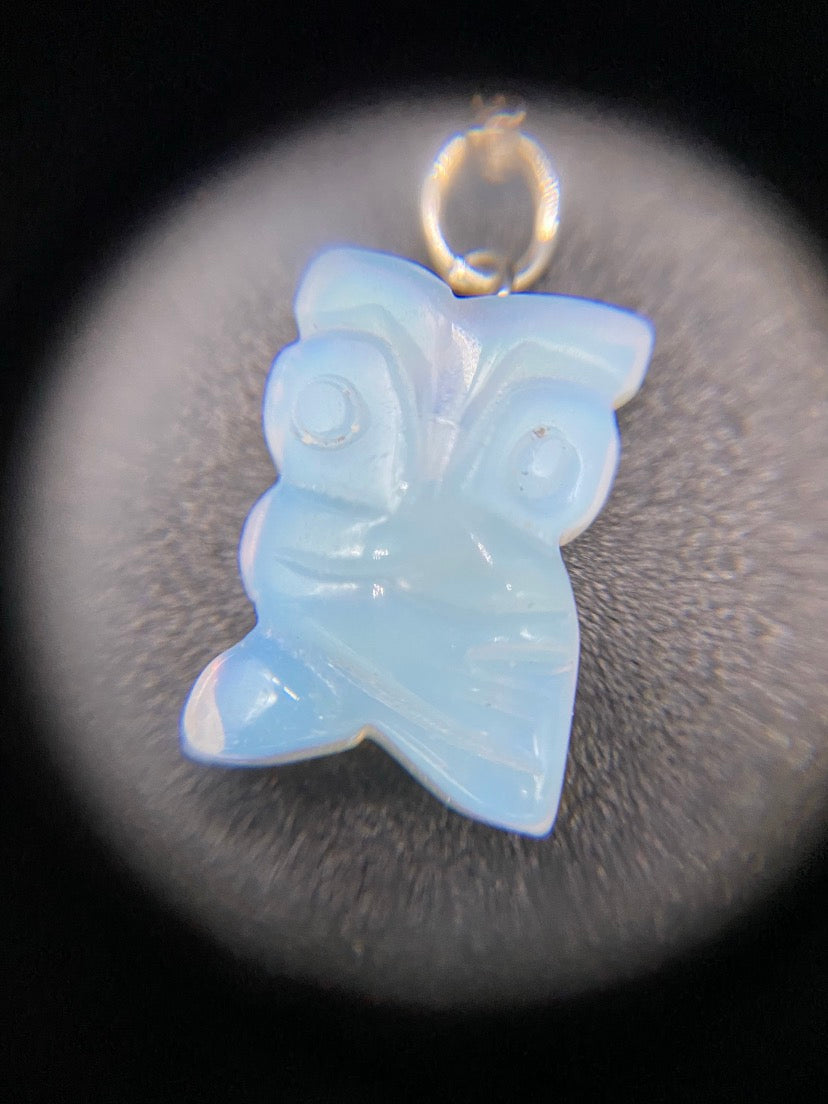 Opalite Owl Pendant Sterling Silver Necklace | Crystal Jewellery