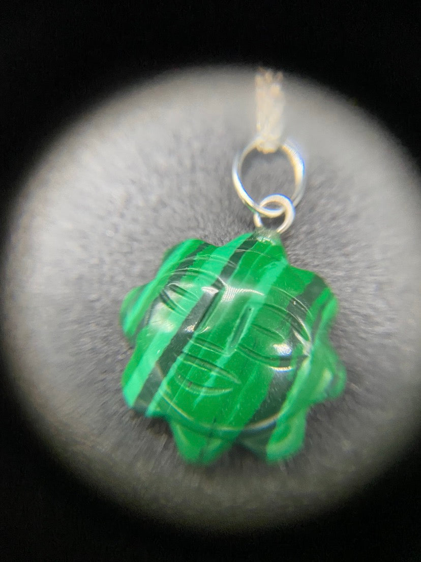 Carved Green Howlite Sun Pendant Sterling Silver Necklace
