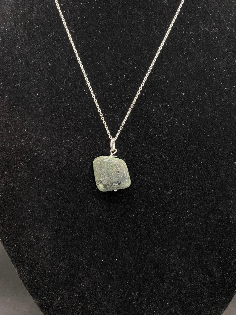 Handcrafted Raw Emerald & Sterling Silver Necklace