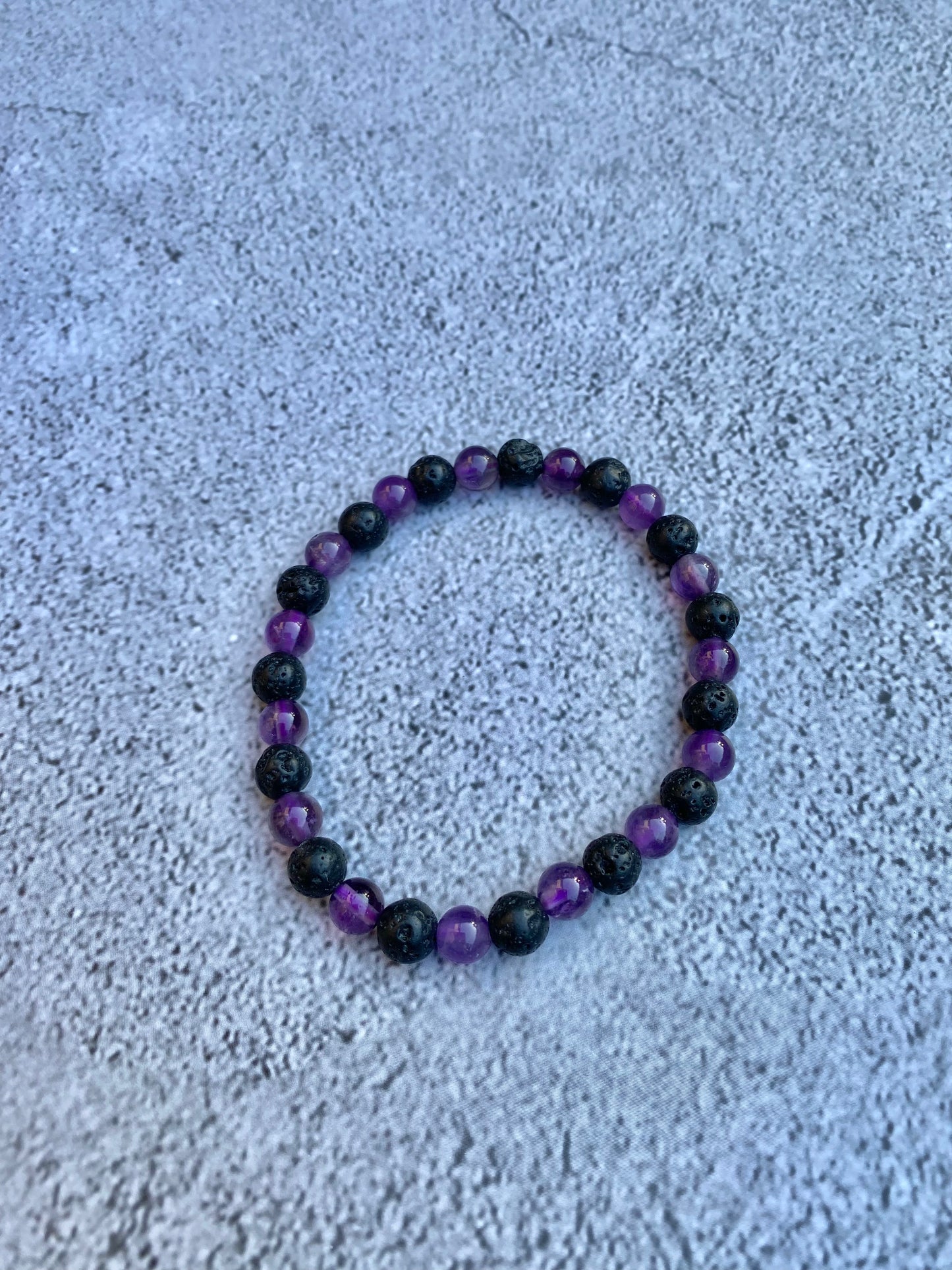Amethyst and Lava Bead Stretchy Bracelet