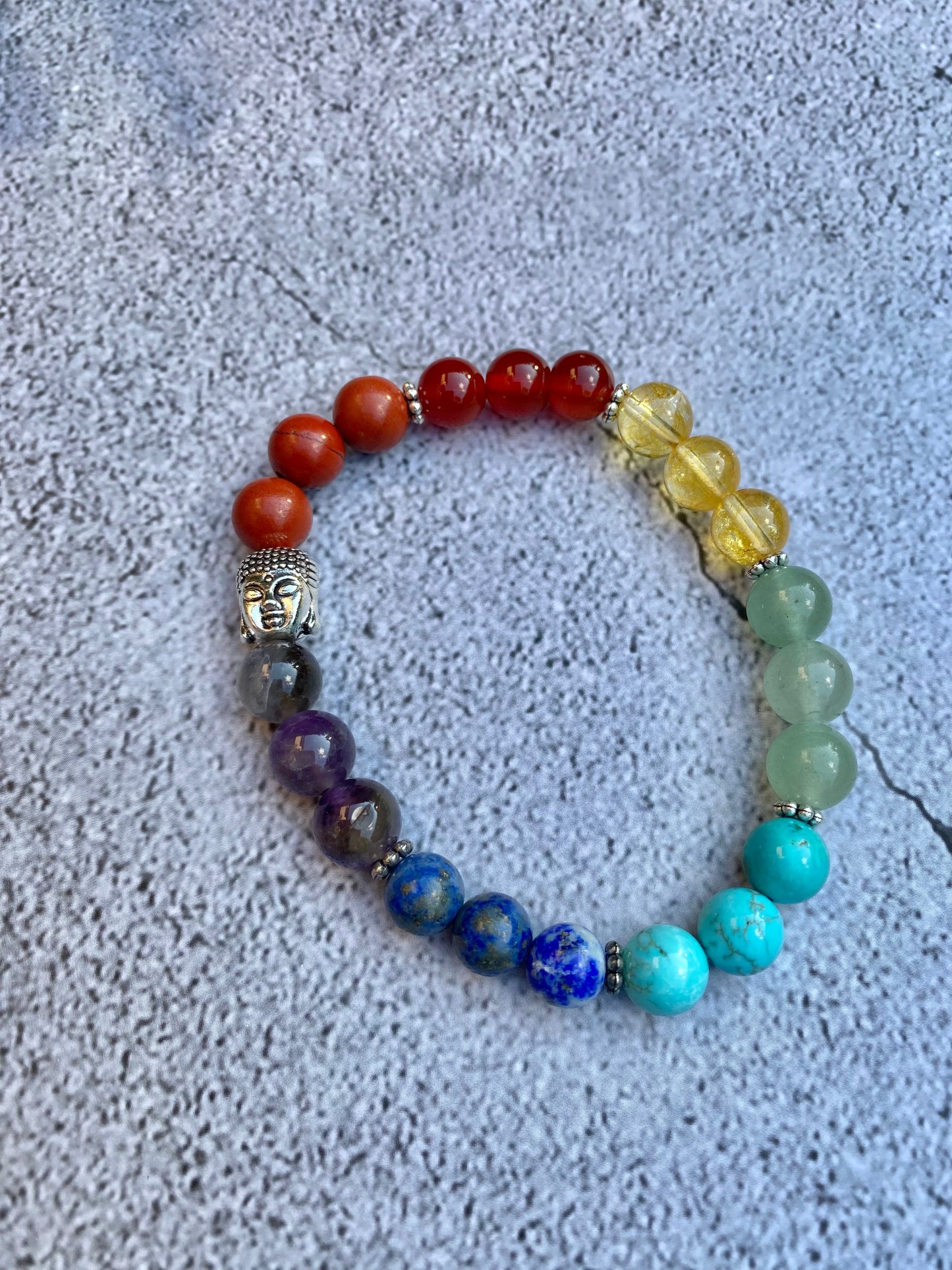 Chakra Gemstone Stretchy Bracelet with a Buddha bead