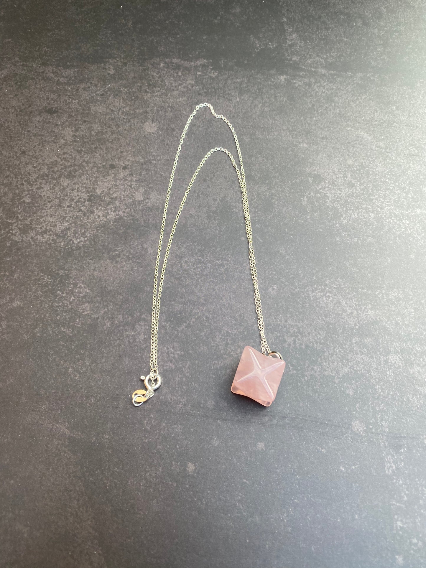Rose Quartz Merkaba Pendant Sterling Silver Necklace