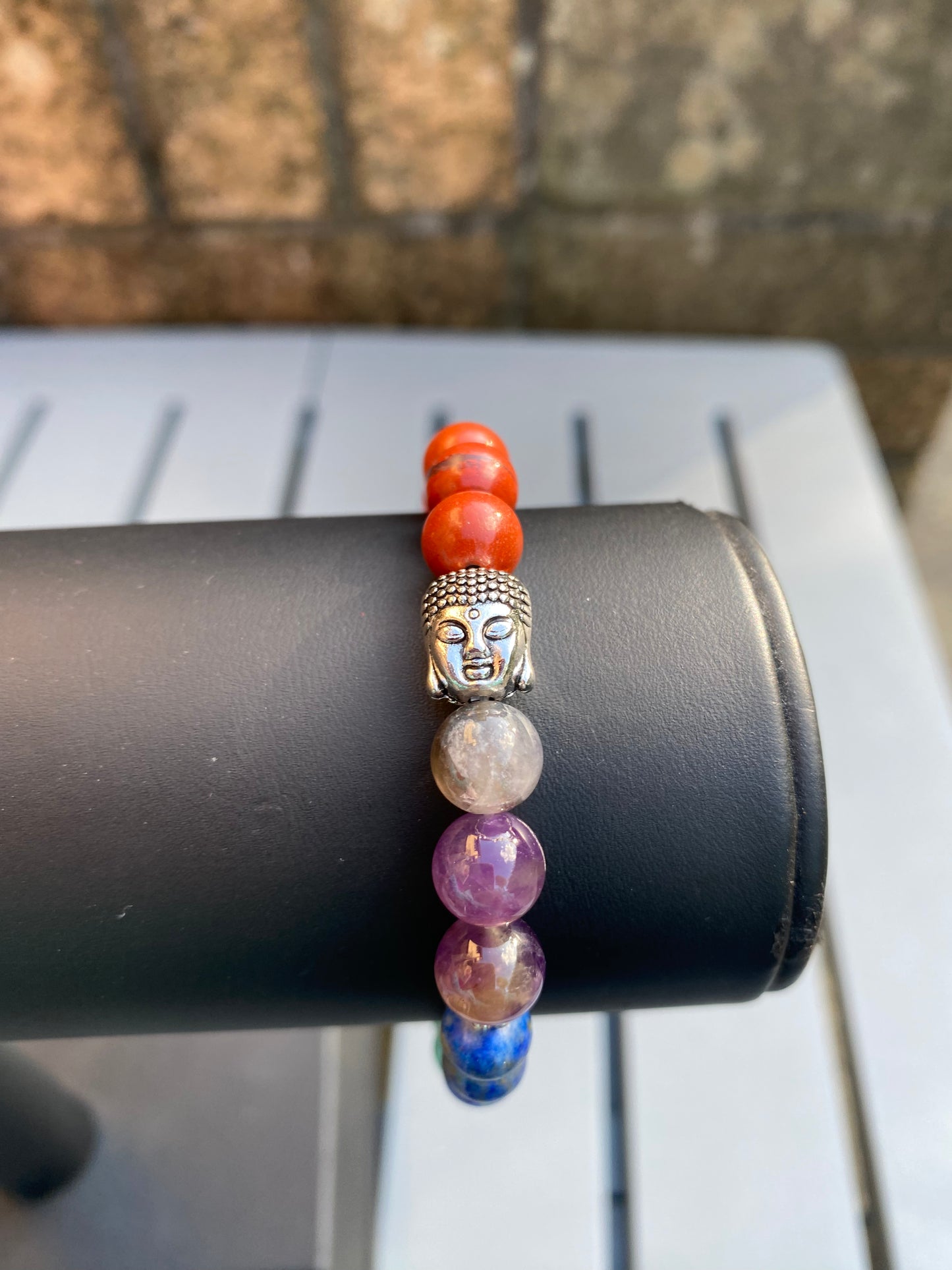 Chakra Gemstone Stretchy Bracelet with a Buddha bead
