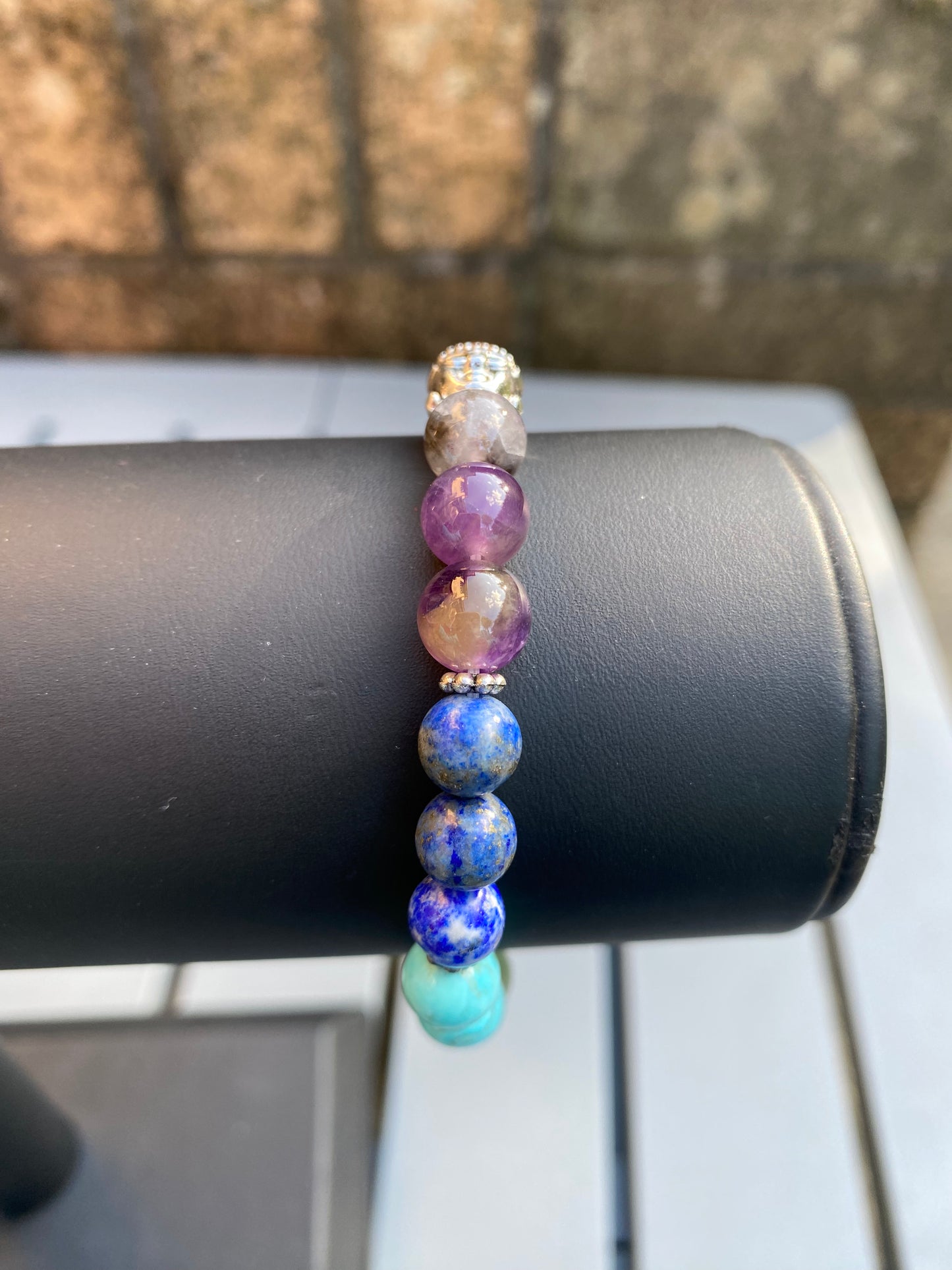 Chakra Gemstone Stretchy Bracelet with a Buddha bead