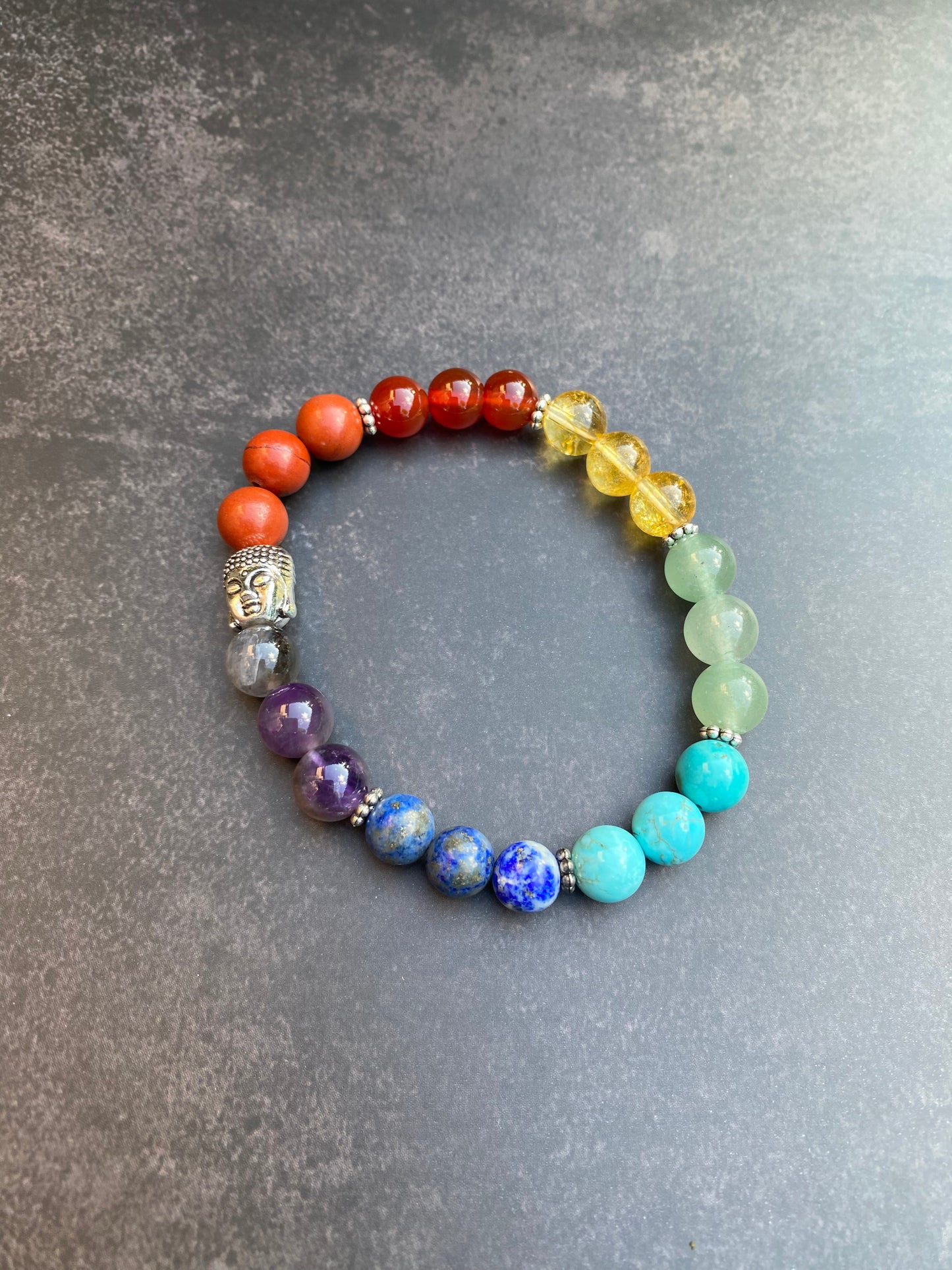 Chakra Gemstone Stretchy Bracelet with a Buddha bead