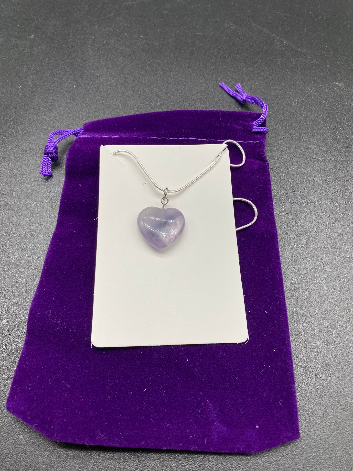 Natural Amethyst Heart Pendant Sterling Silver Necklace