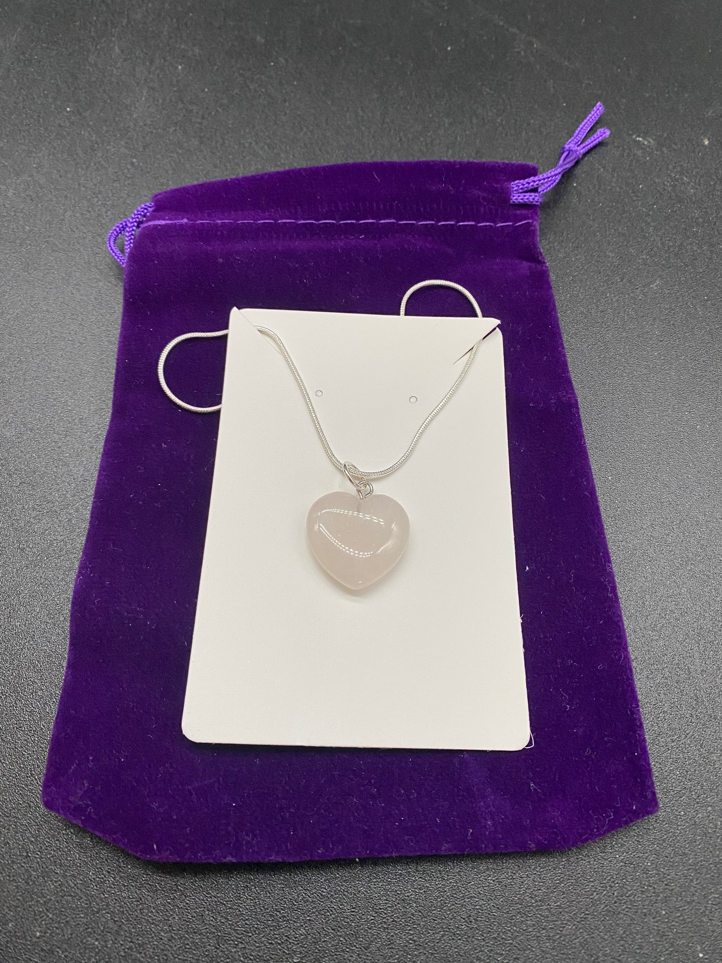 Natural Rose Quartz Heart Pendant Sterling Silver Necklace