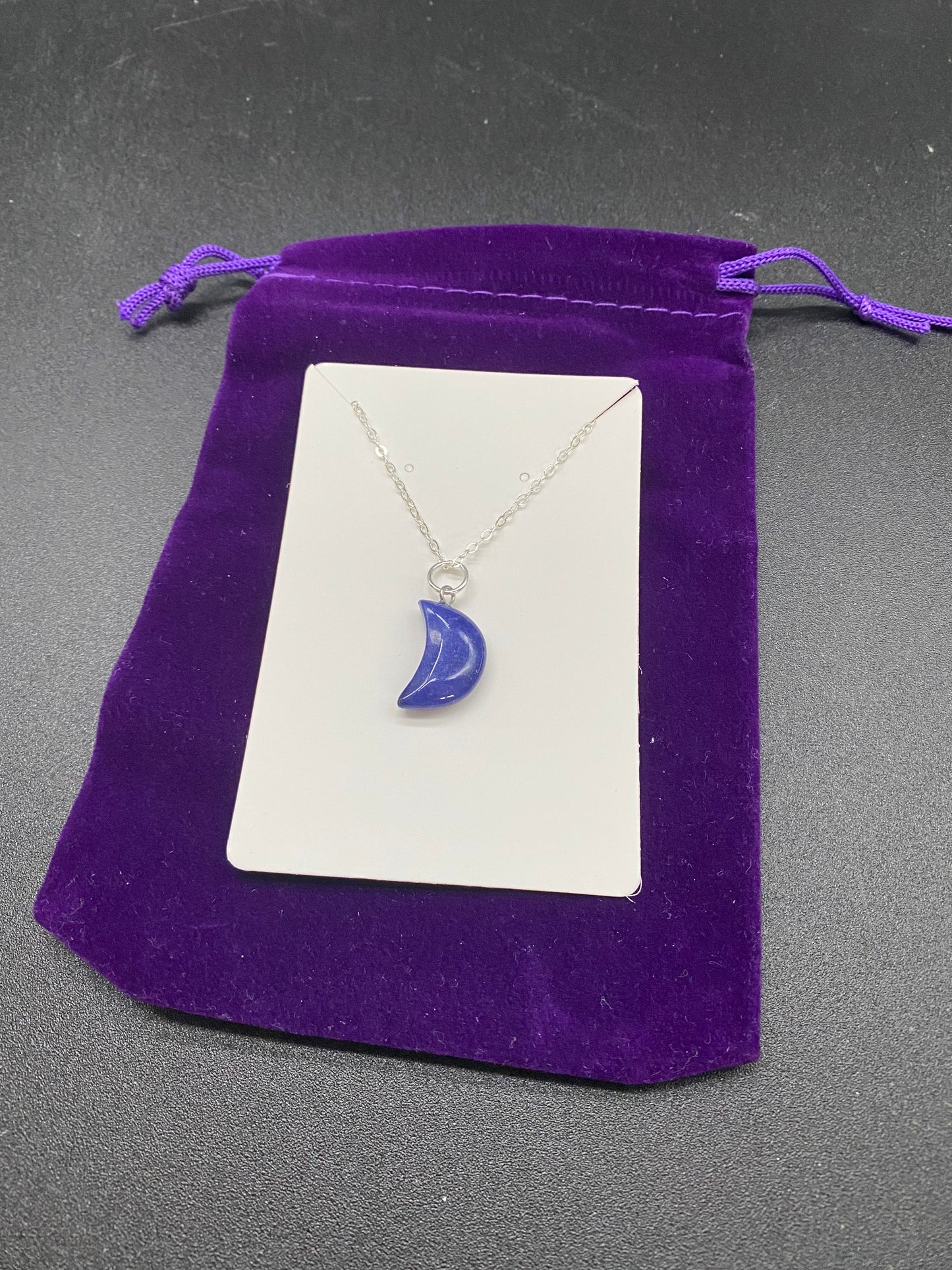 Lapis Lazuli Crescent Moon Sterling Silver Necklace