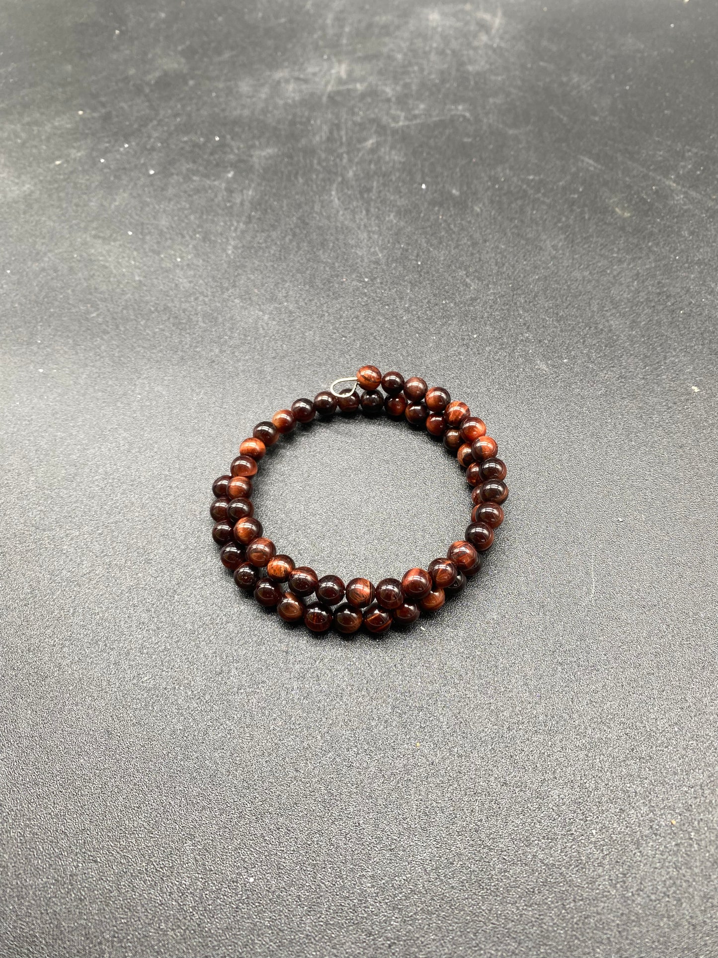 Red Tiger's Eye Crystal Memory Wire Bracelet