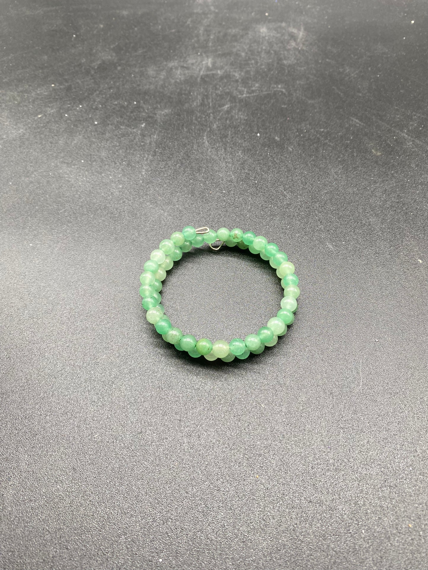 Green Aventurine Crystal Memory Wire Bracelet