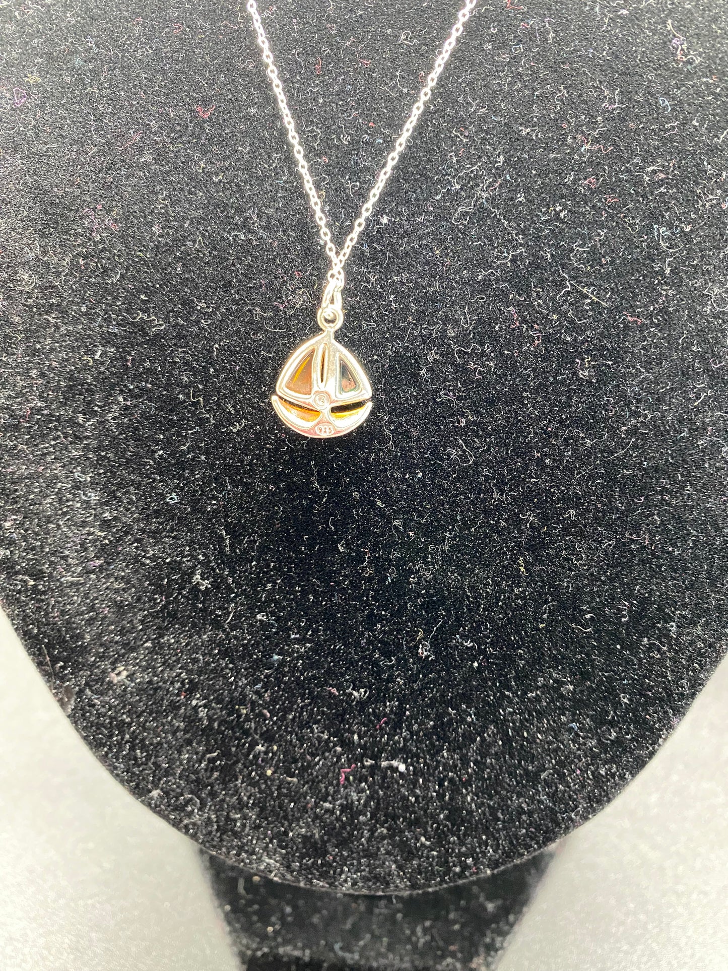 Multi Coloured Baltic Amber Boat Sterling Silver Necklace