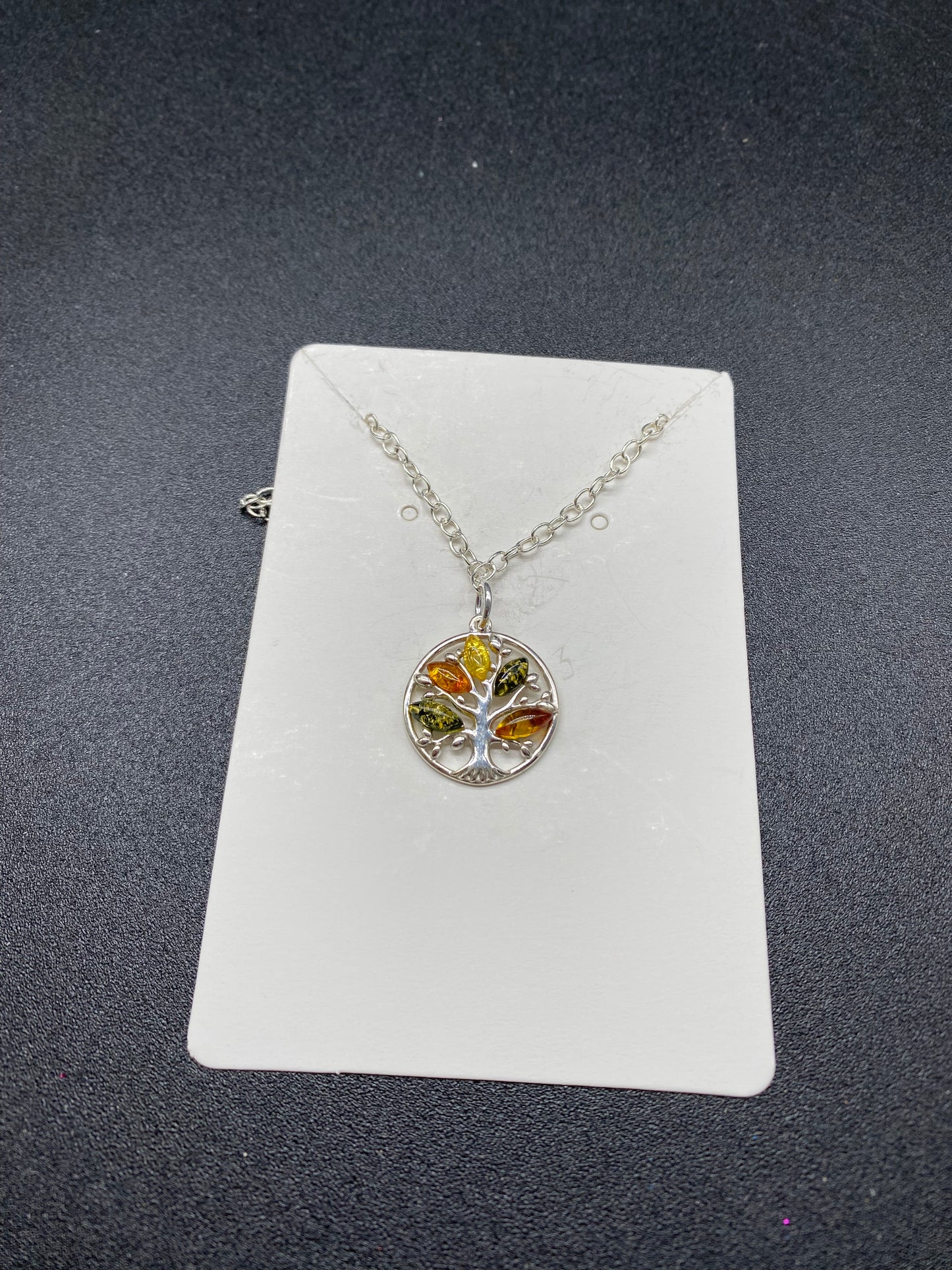 Multi Colour Baltic Amber Tree of Life Sterling Silver Bracelet