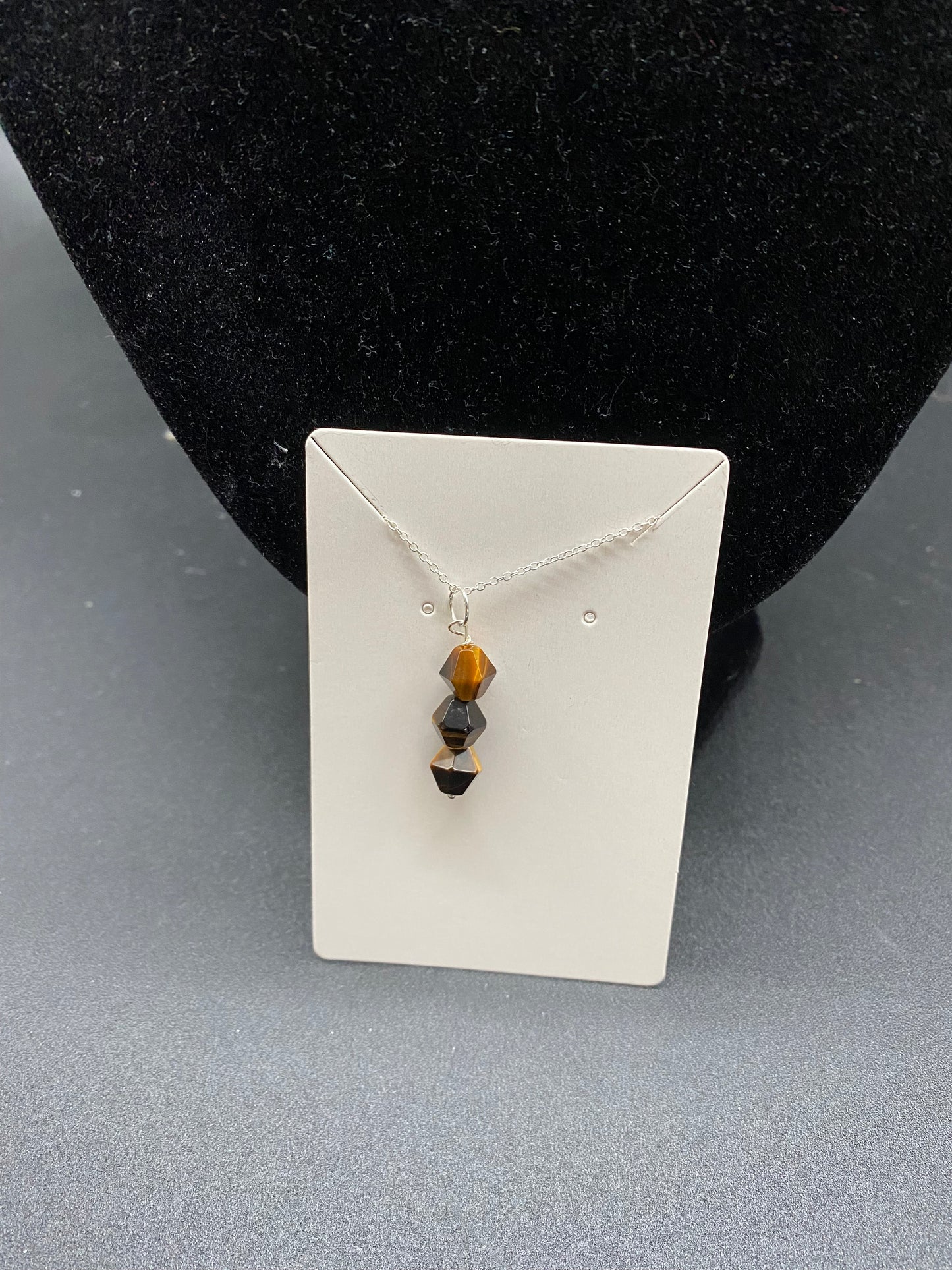 Faceted Tigers Eye Sterling Silver Necklace