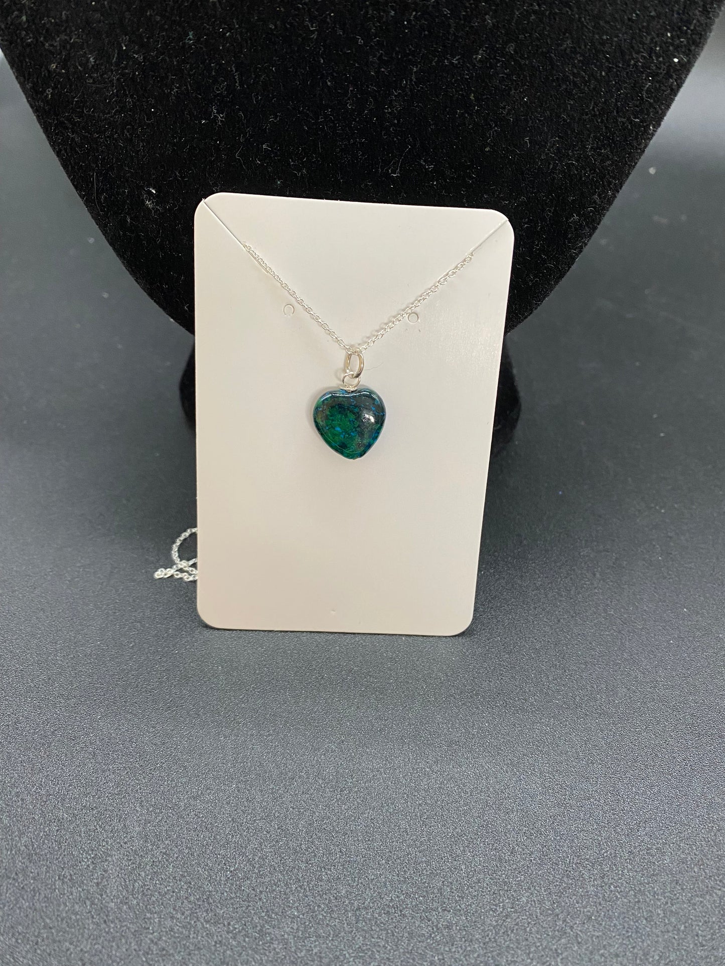 Chrysocolla Heart Sterling Silver Necklace
