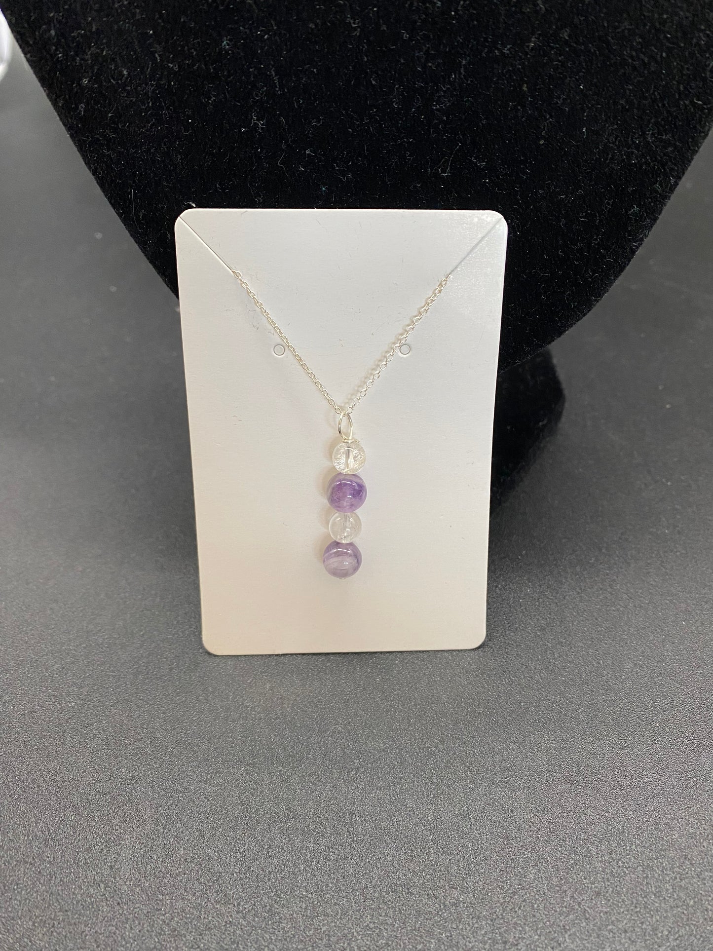 Amethyst & Clear Quartz Sterling Silver Necklace