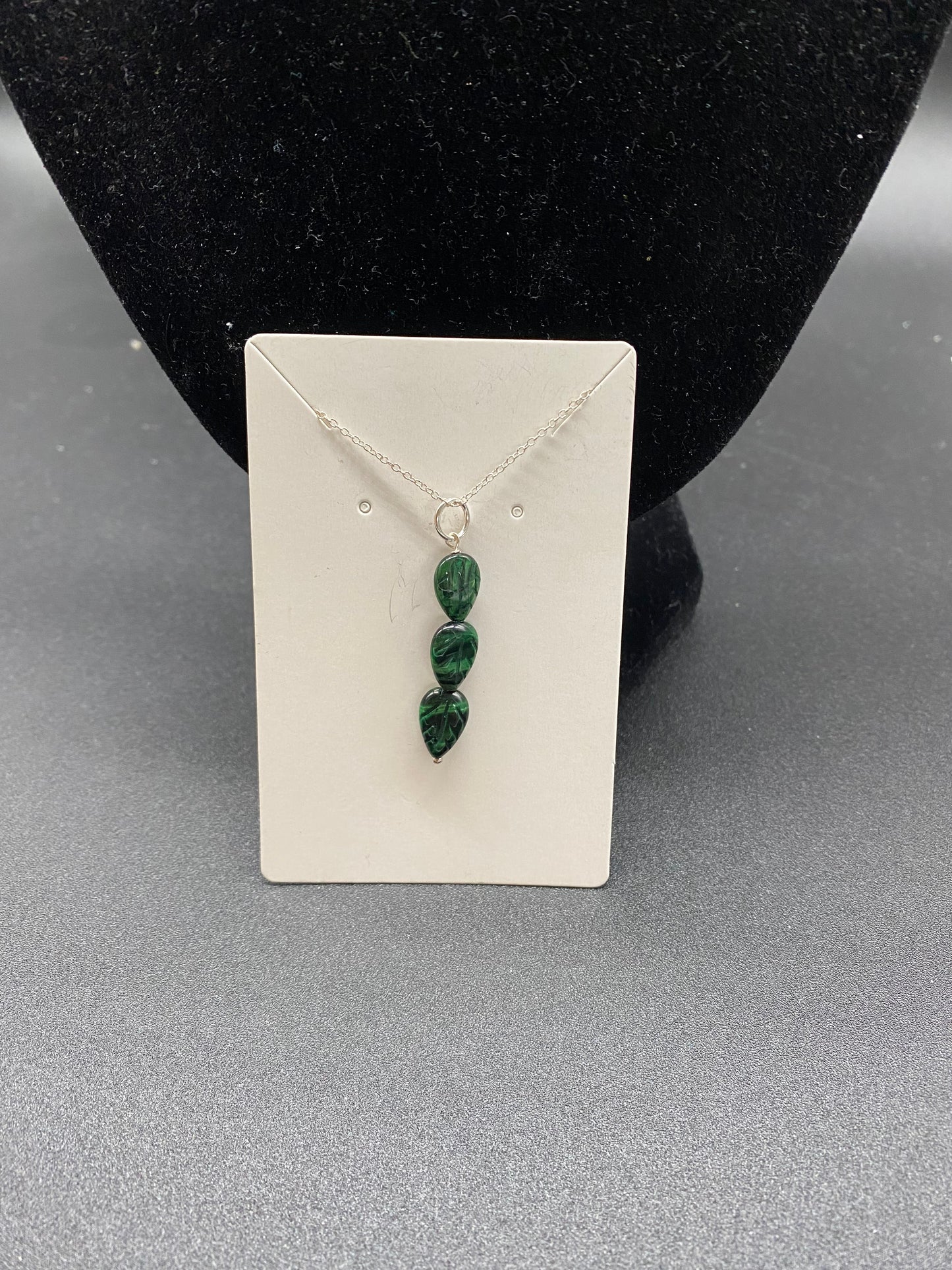 Green Tigers Eye Sterling Silver Necklace