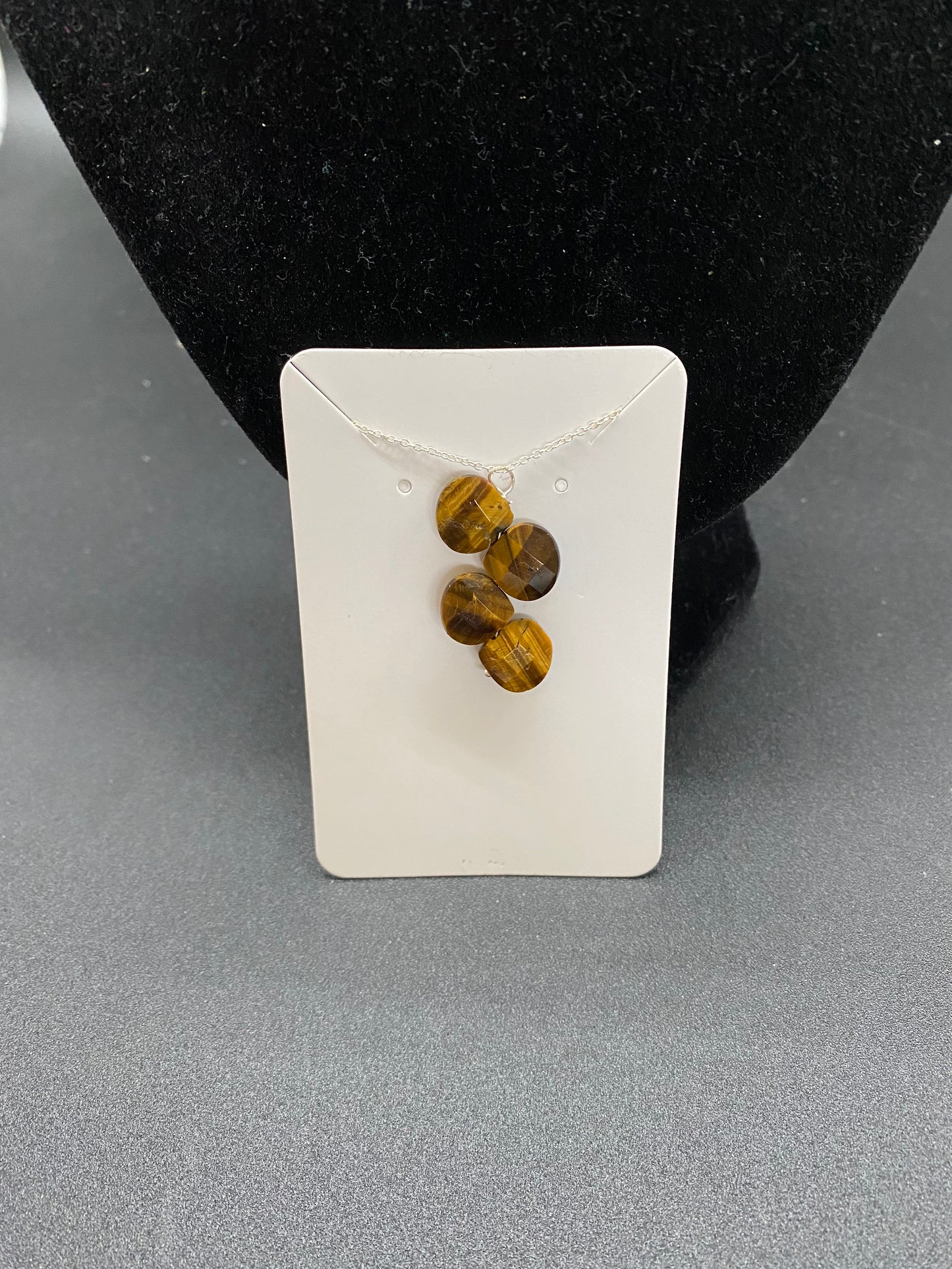 Geometric Tigers Eye Sterling Silver Necklace