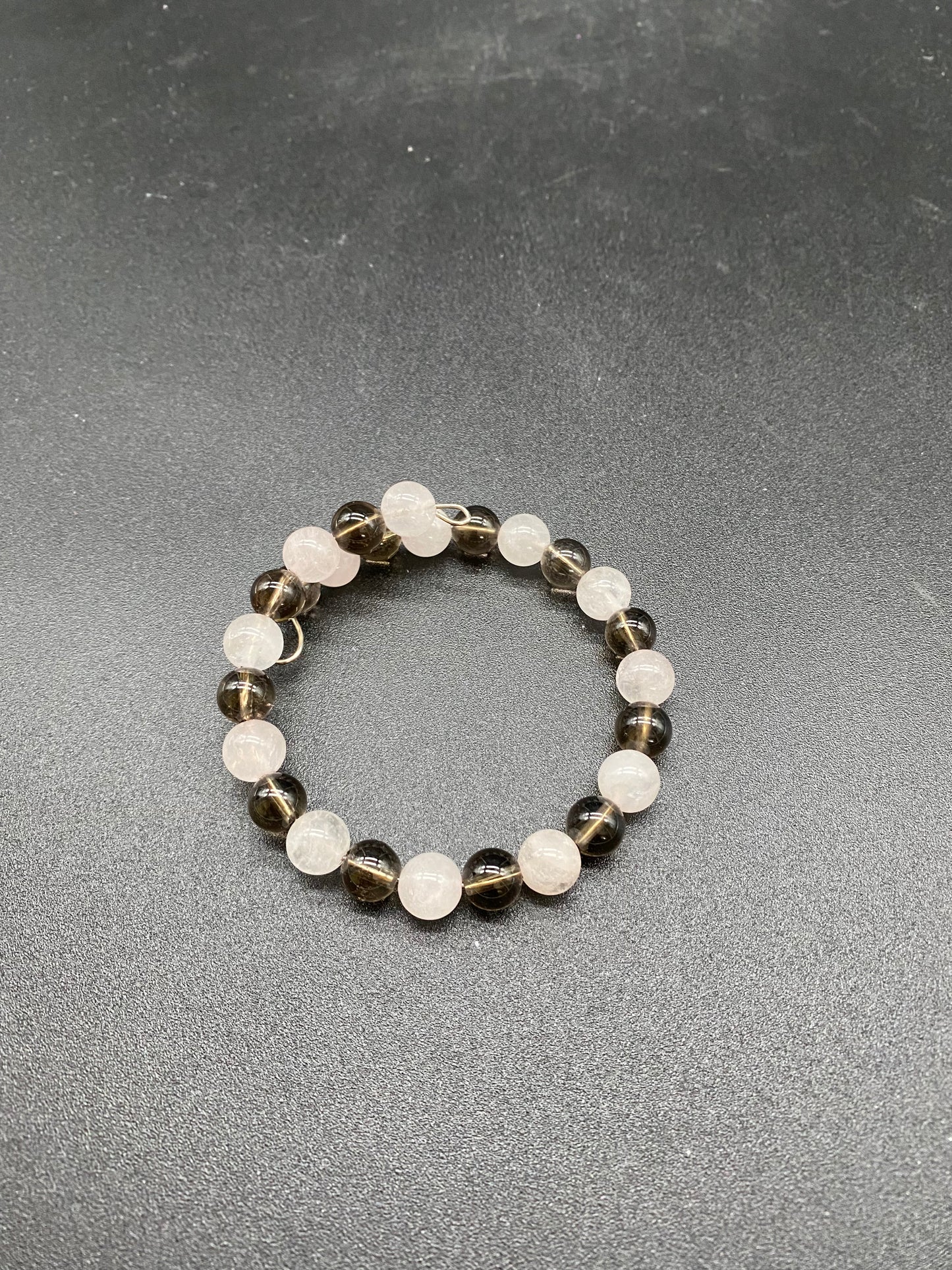 Smoky Quartz & Sunstone Memory Wire Bracelet