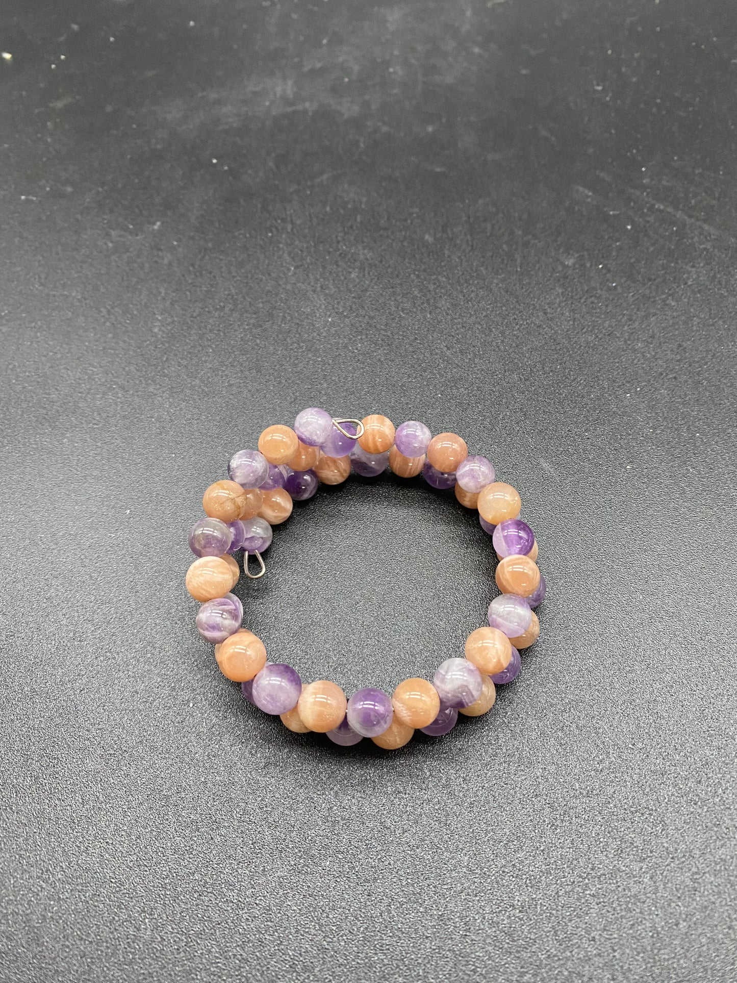 Amethyst & Sunstone Memory Wire Bracelet