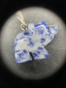 Sodalite Carved Bear Pendant Sterling Silver Necklace