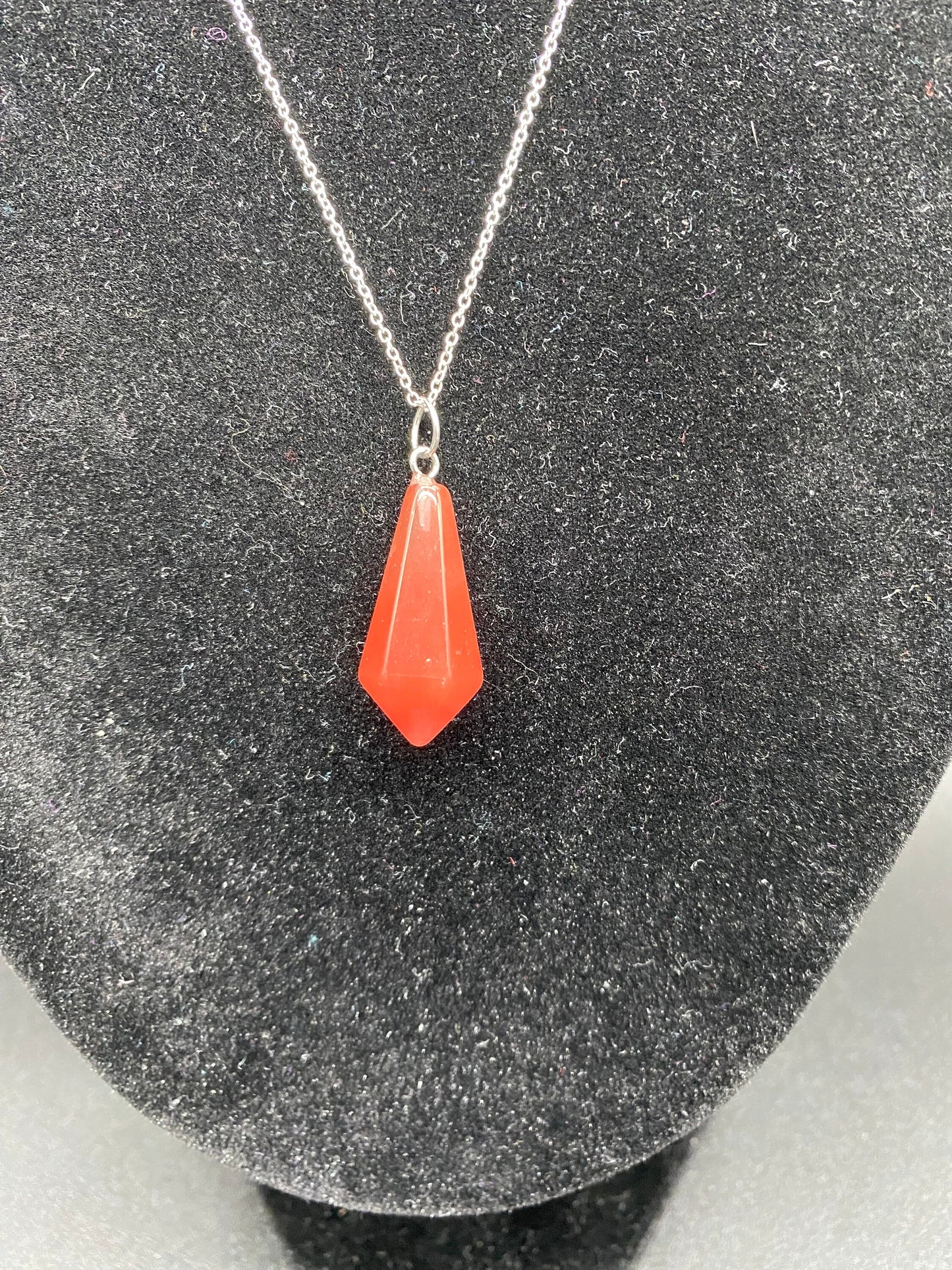 Strawberry Quartz Faceted Pendulum Pendant Sterling Silver Necklace