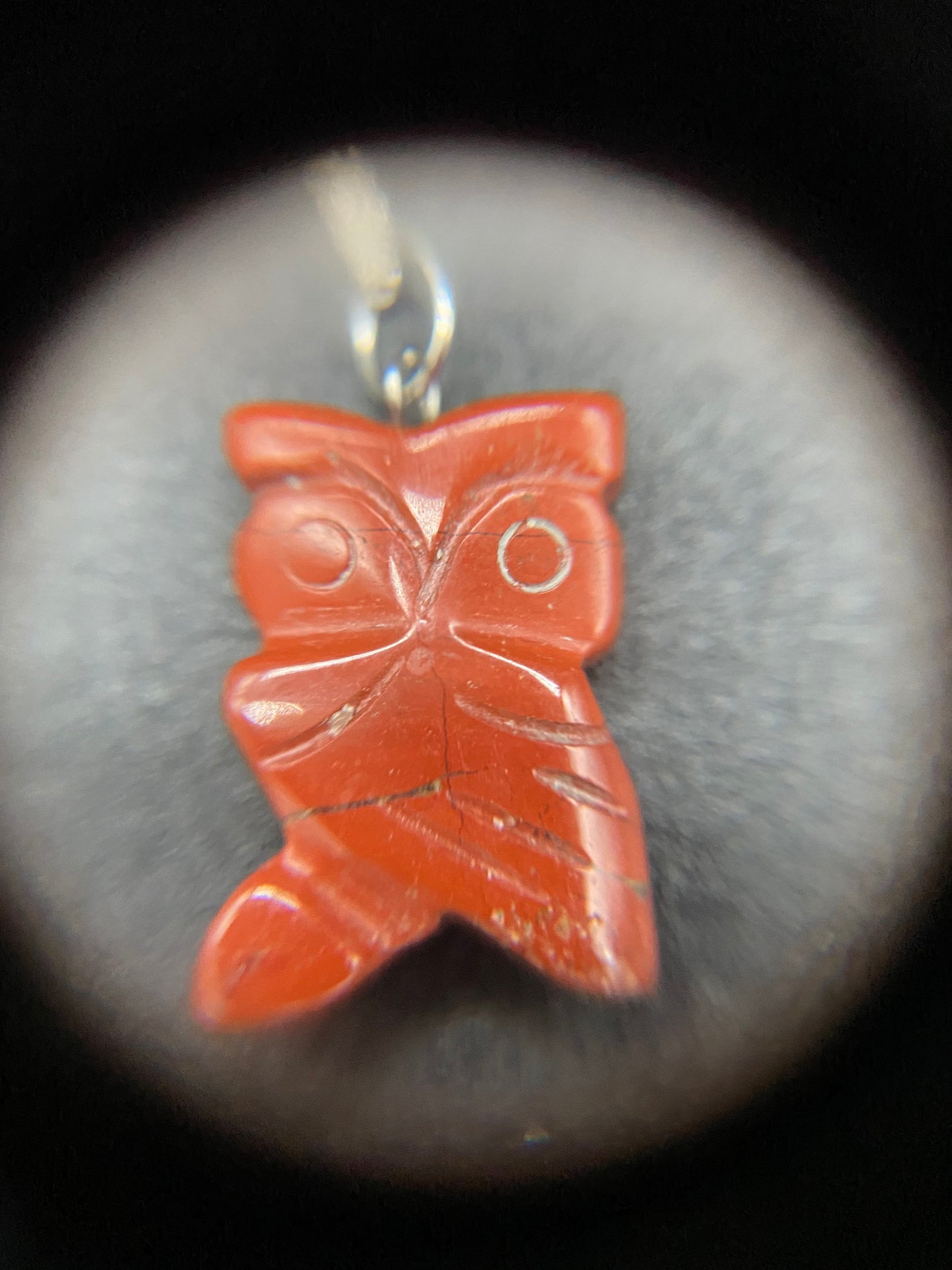 Red Jasper Owl Sterling Silver Necklace