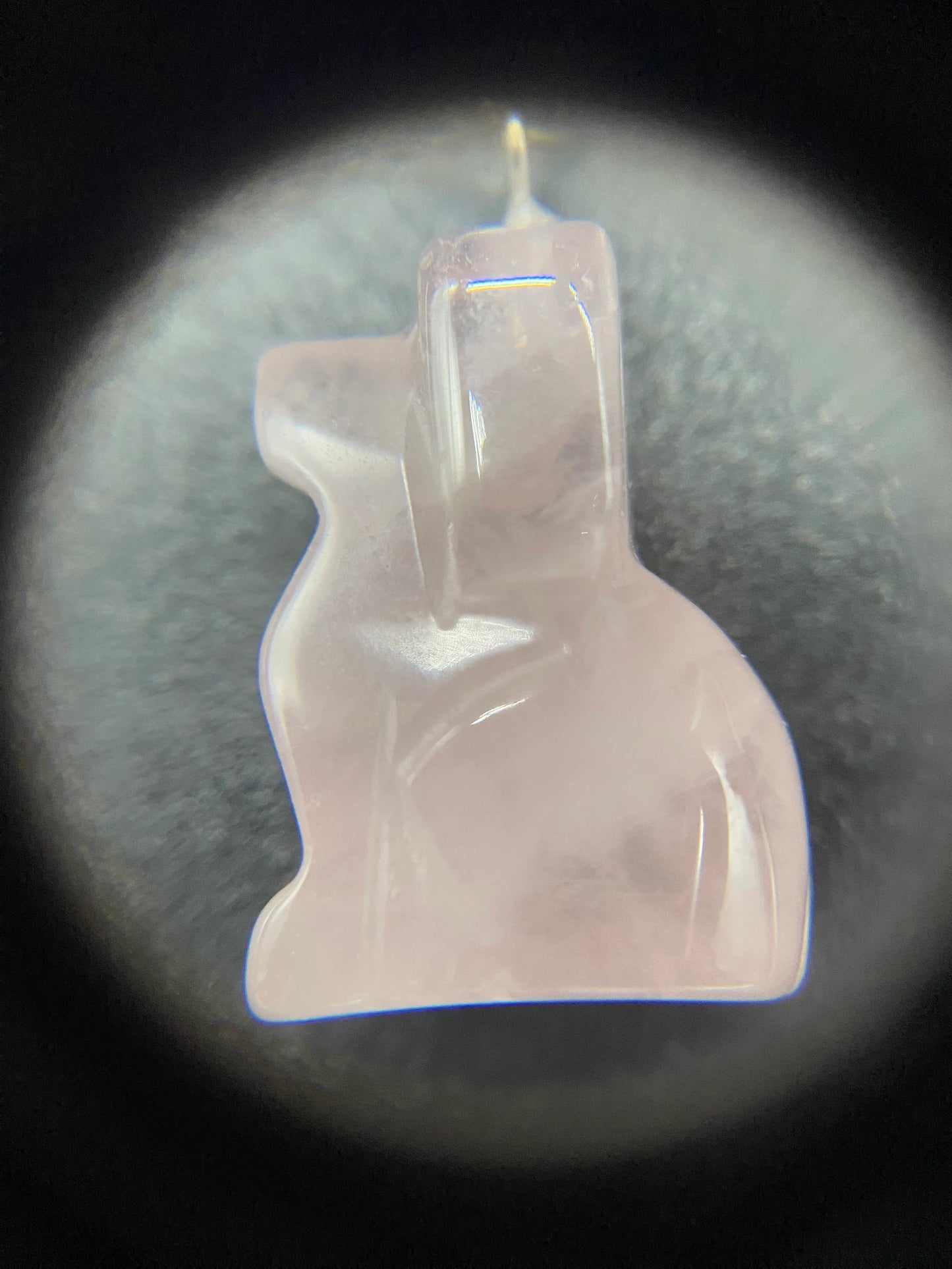 Rose Quartz Carved Dog Sterling Silver Necklace