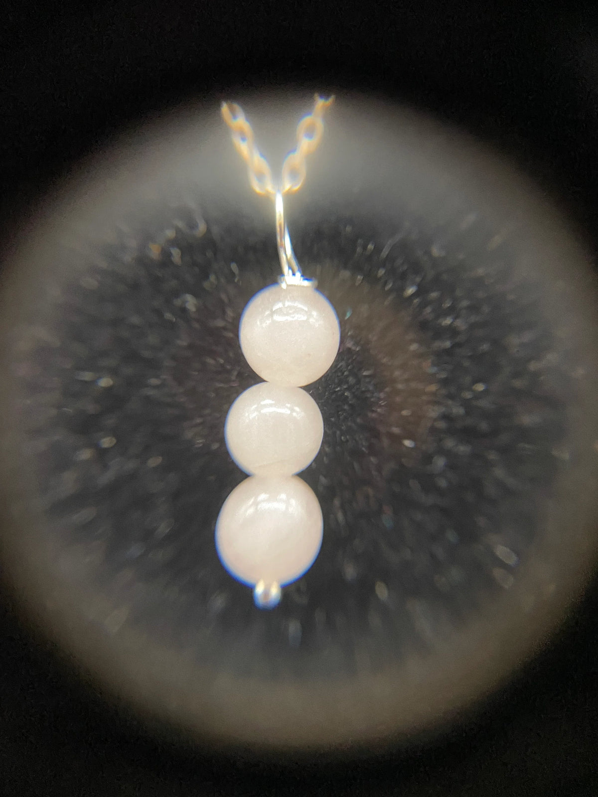 Rose Quartz 3-Bead Drop Pendant Sterling Silver Necklace