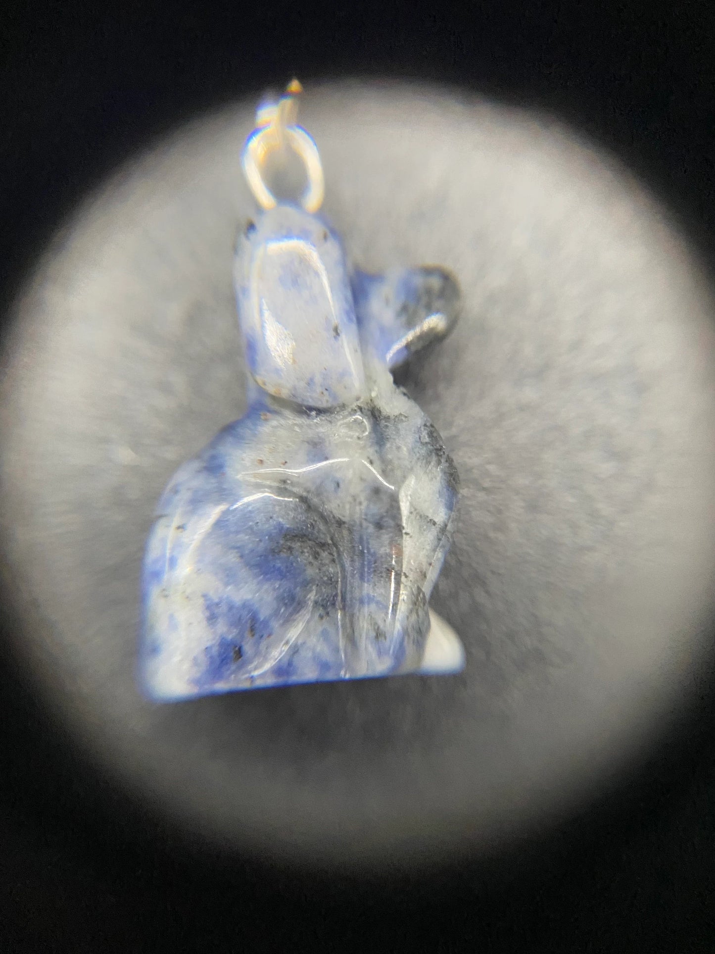 Sodalite Carved Dog Sterling Silver Necklace