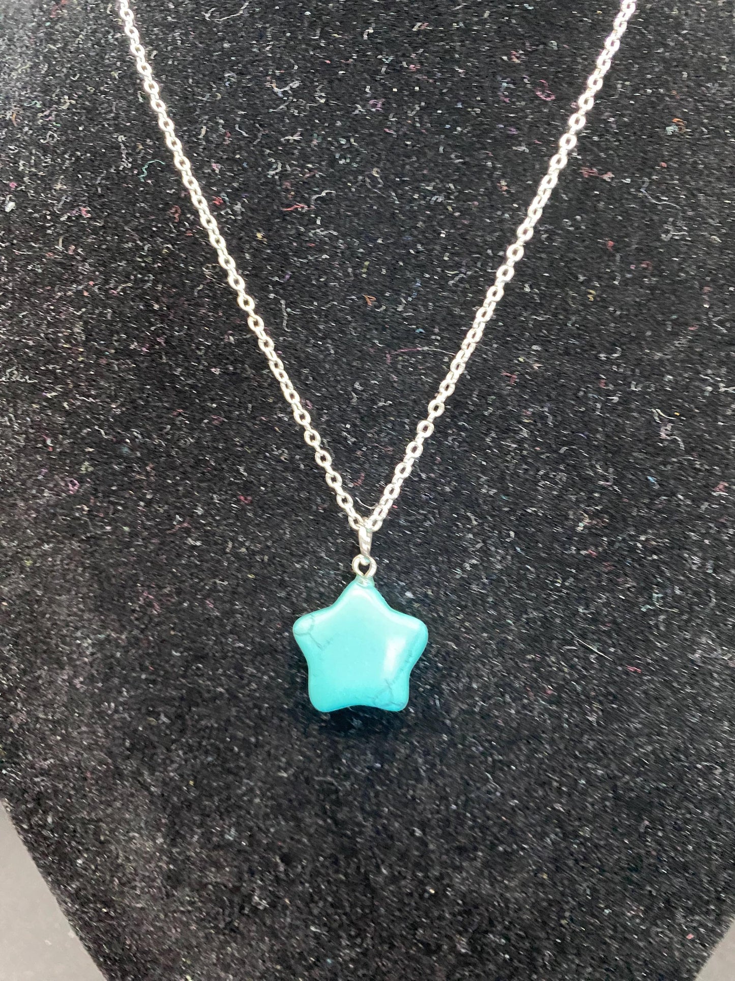 Turquoise Howlite Star Pendant Sterling Silver Necklace
