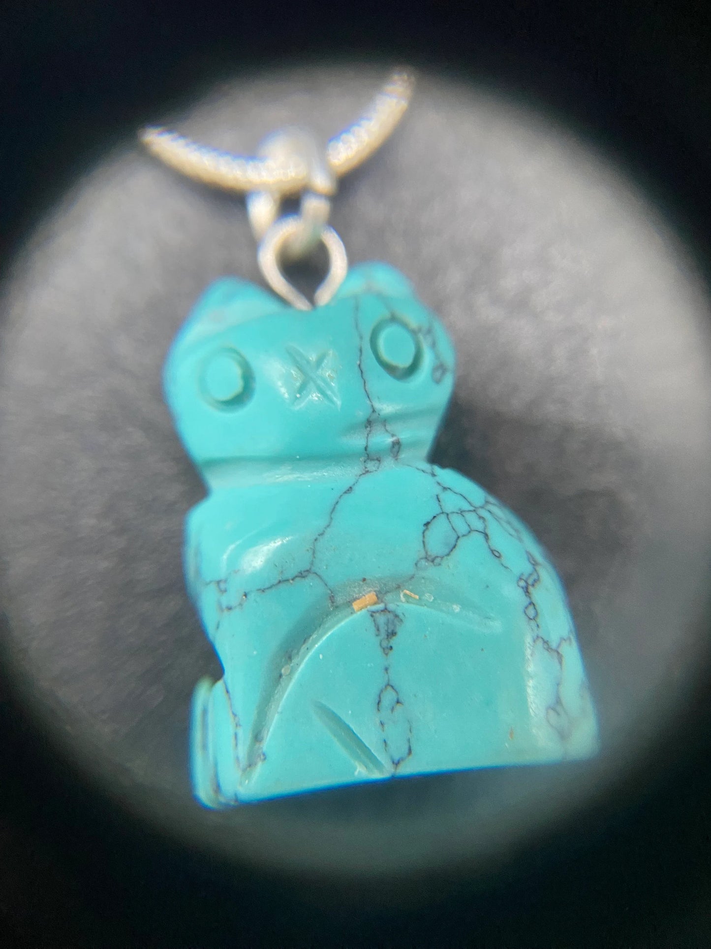 Turquoise Howlite Cat Sterling Silver Necklace