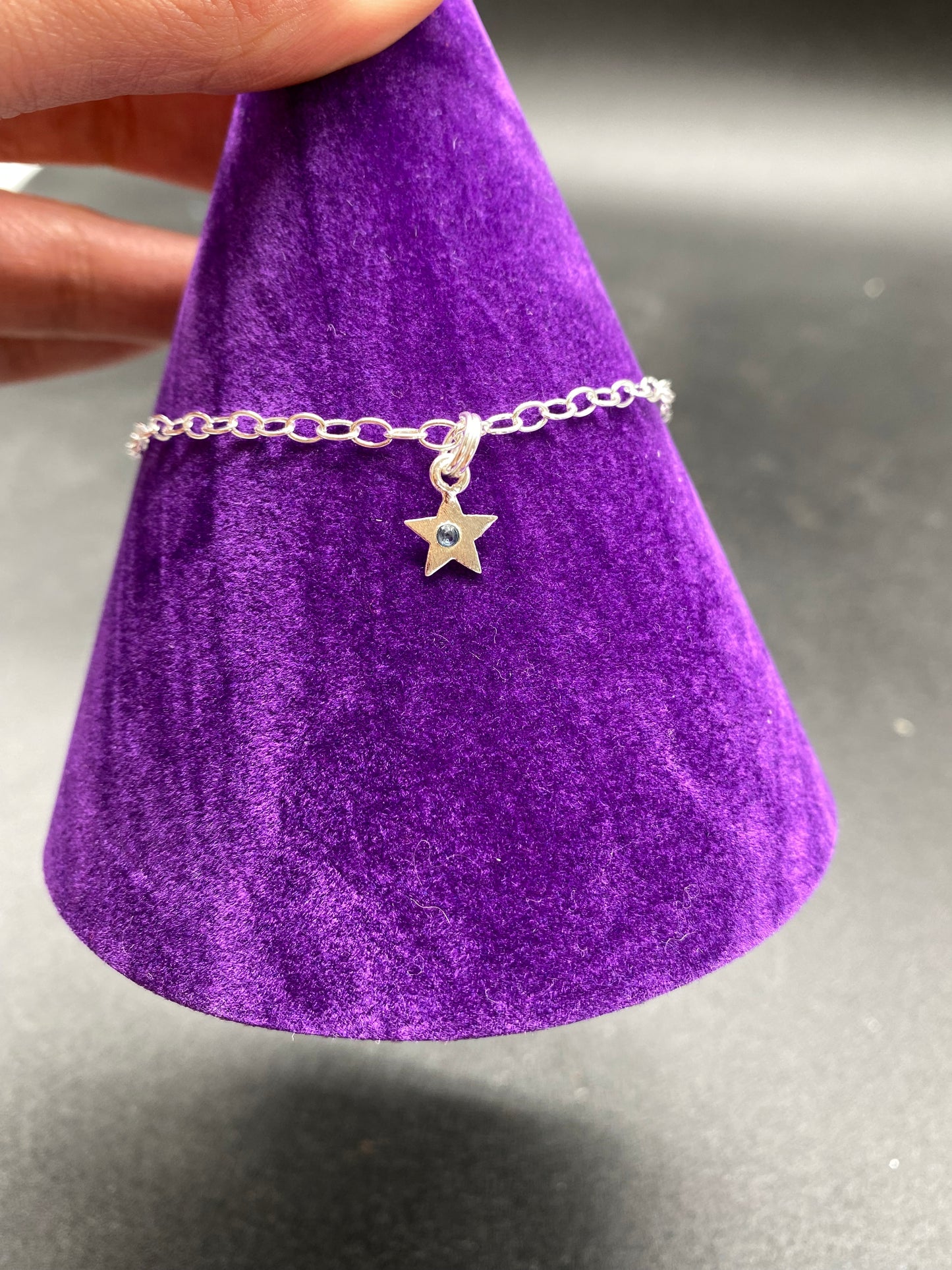 Sapphire & Sterling Silver Star Charm Bracelet