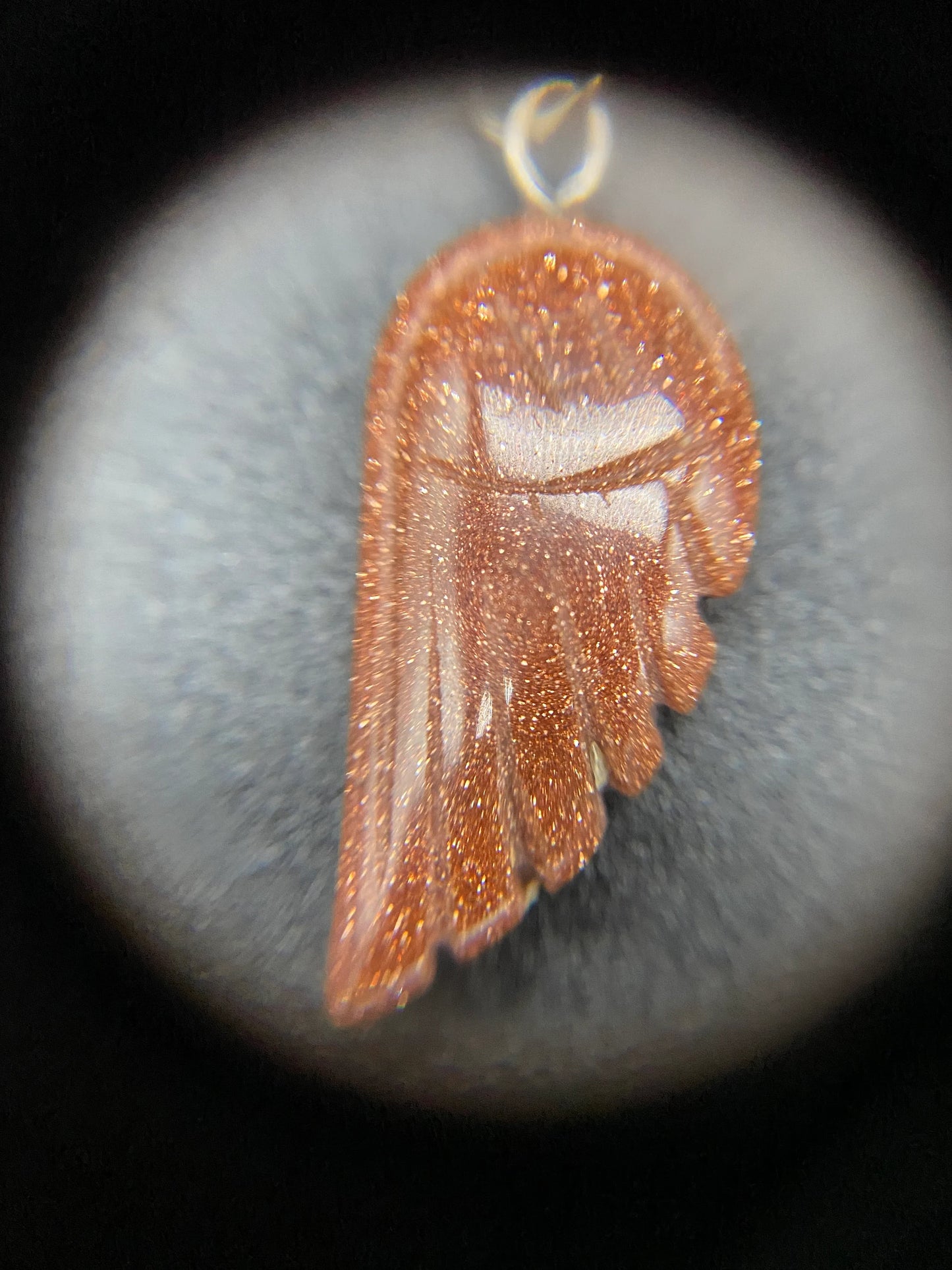 Brown Goldstone Angel Wing Sterling Silver Necklace