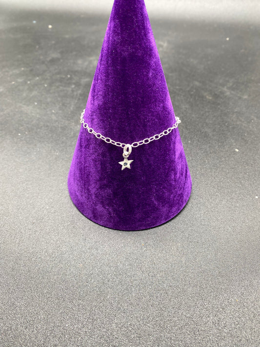 Sapphire & Sterling Silver Star Charm Bracelet