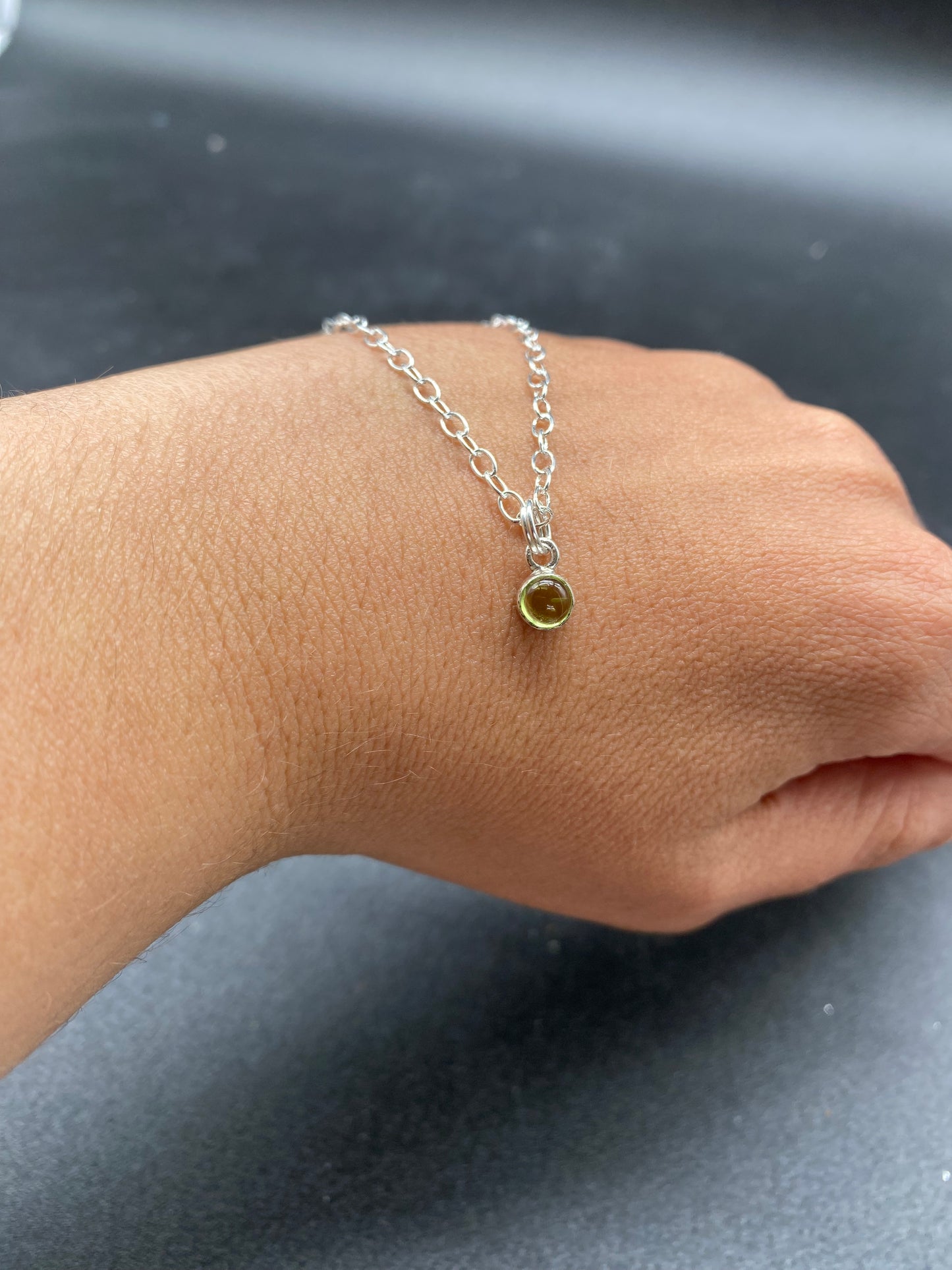 Peridot & Sterling Silver Charm Bracelet