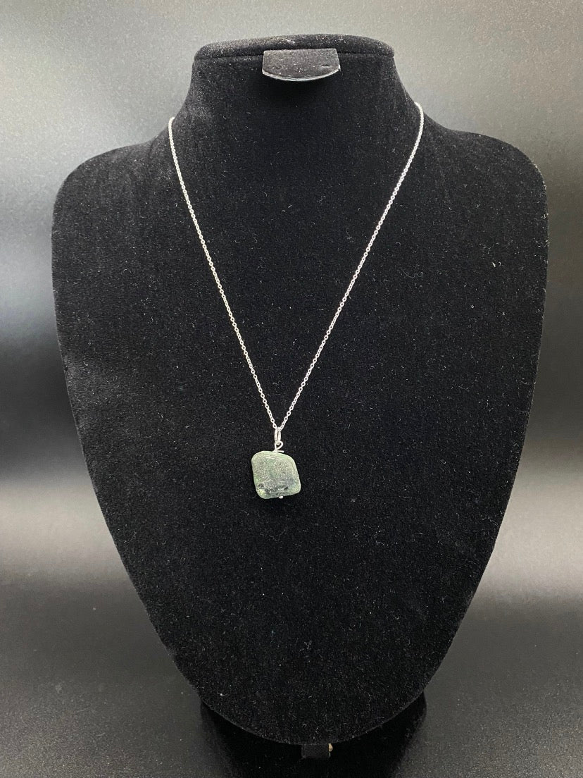 Handcrafted Raw Emerald & Sterling Silver Necklace