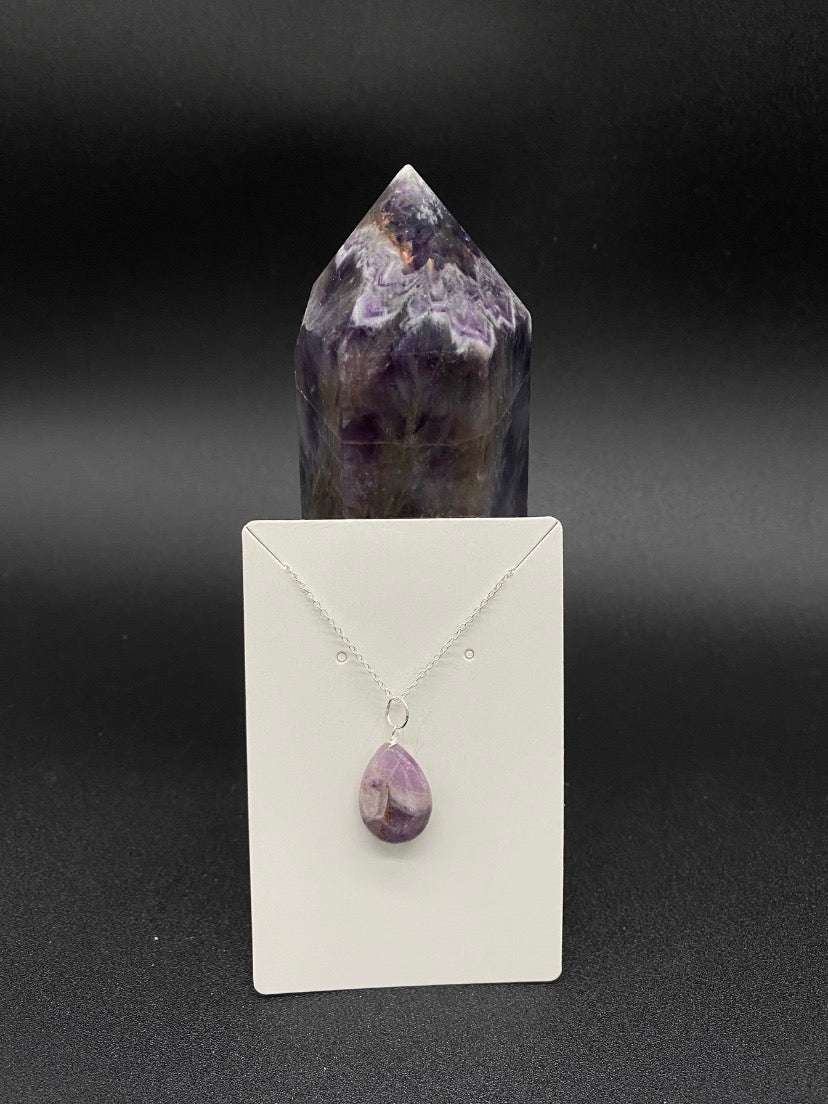 Amethyst Teardrop Sterling Silver Necklace